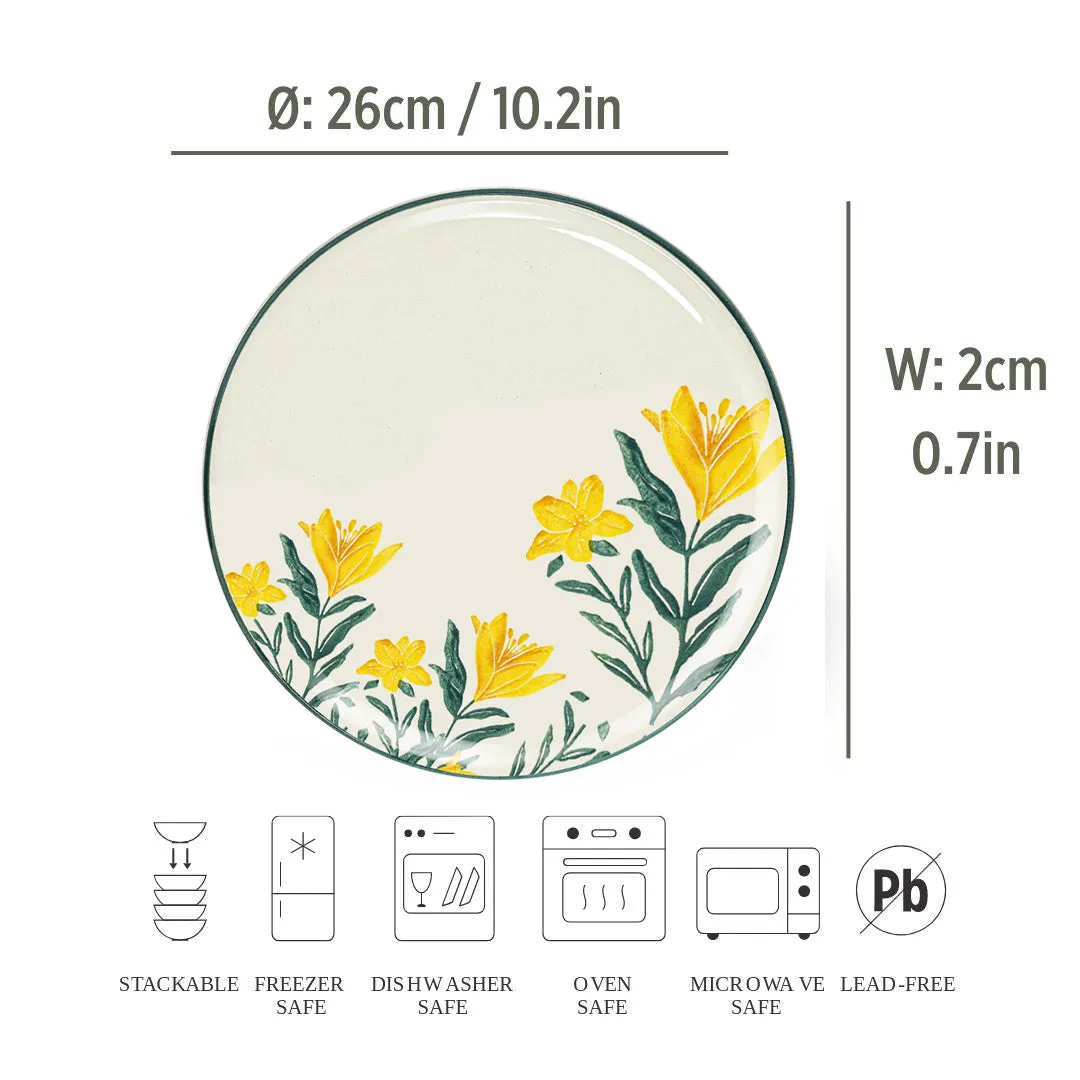 Ceramic Serving Plate Nature Floral Yellow