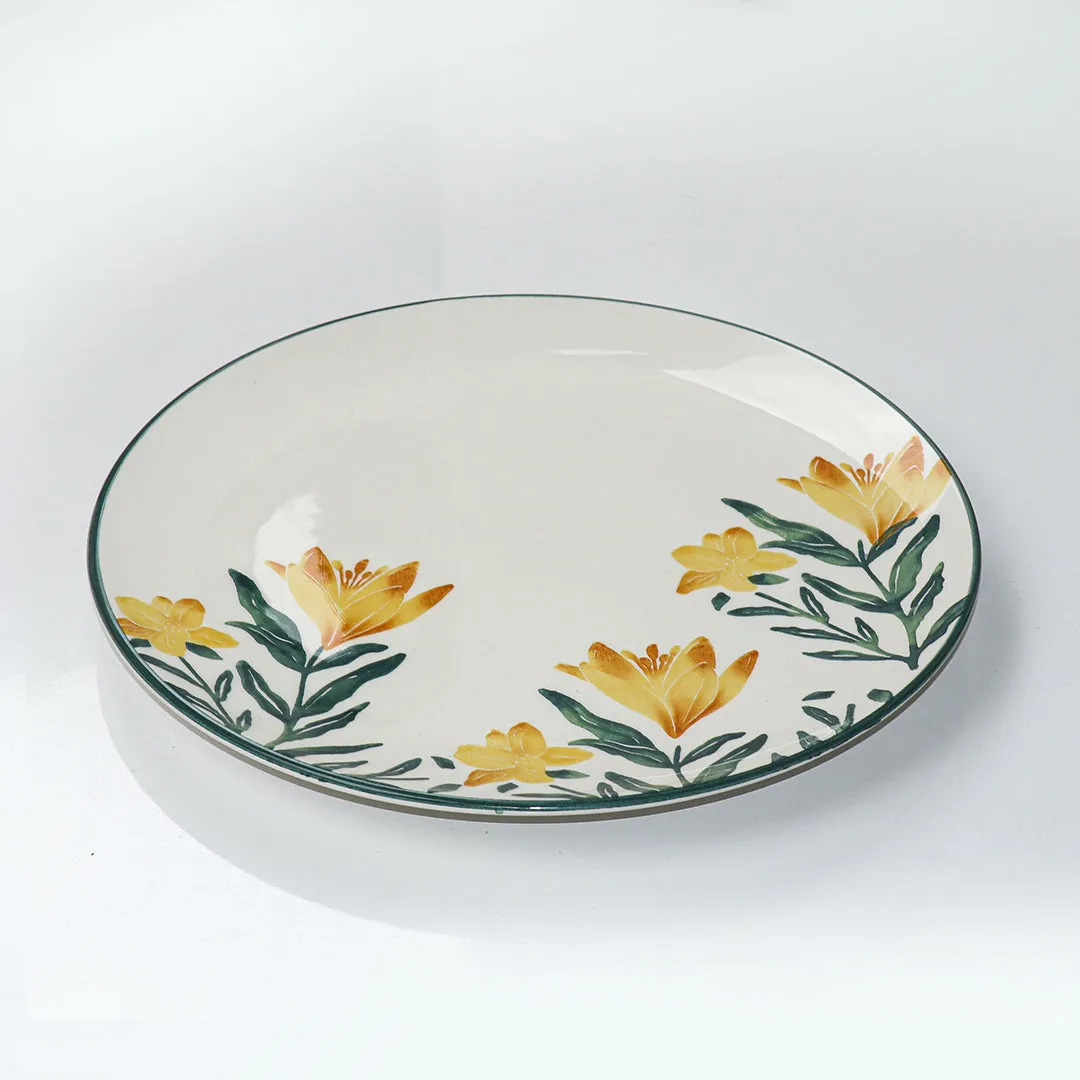 Ceramic Serving Plate Nature Floral Yellow