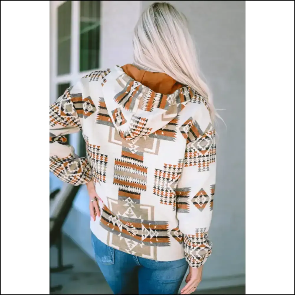 Chic Geometric Quarter-Zip Hoodie - Effortless Style!