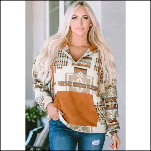Chic Geometric Quarter-Zip Hoodie - Effortless Style!