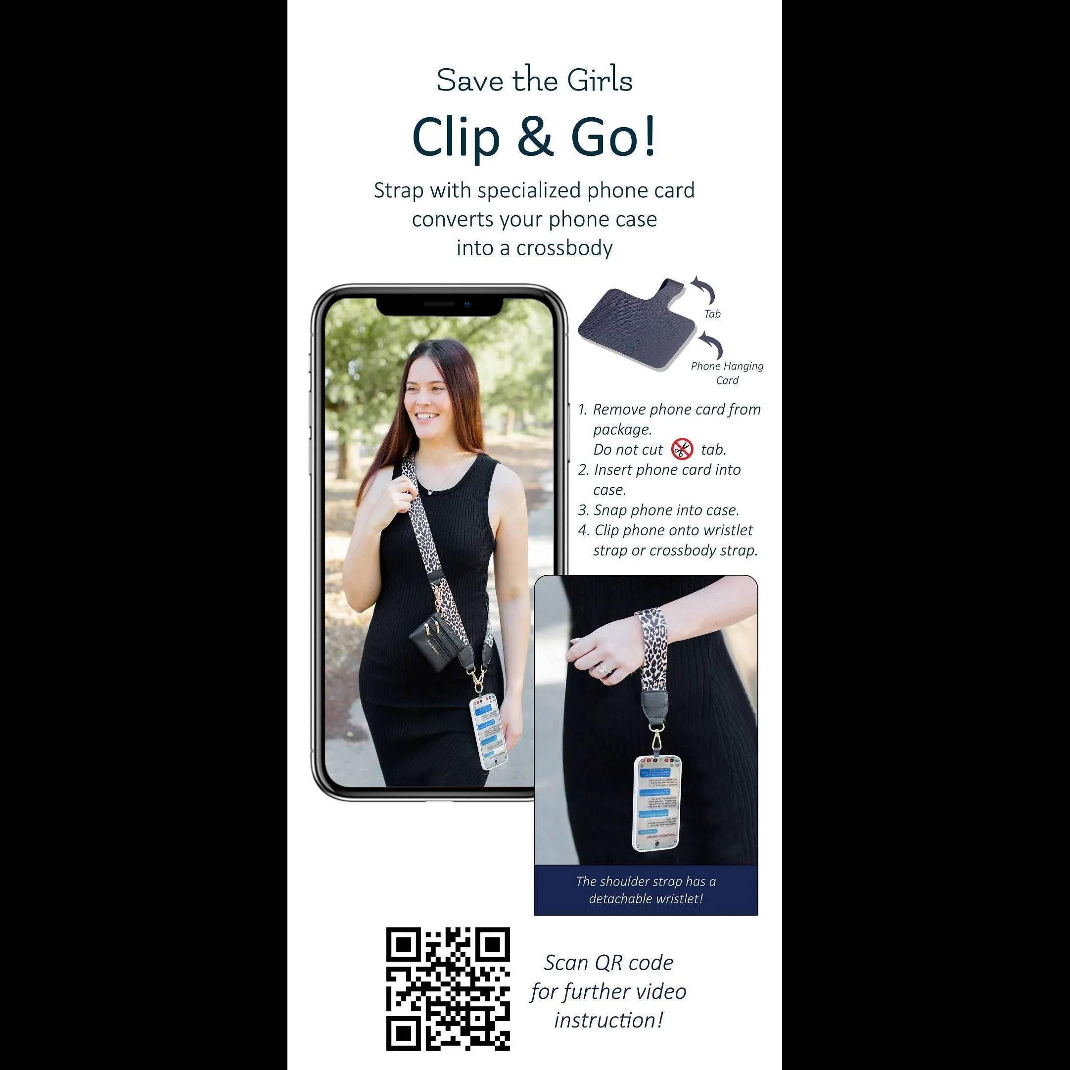 Clip & Go Crossbody Strap w/Zippered Pouch: Leopard
