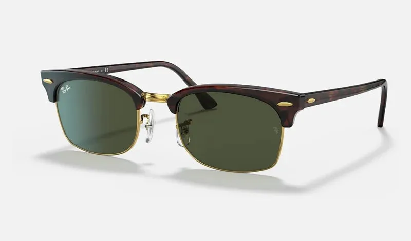 Clubmaster Square | Mock Tortoise with Green | Ray Ban