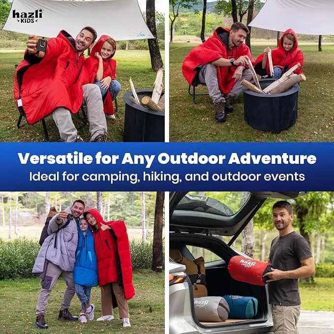 Comfortable Wearable Stadium Blanket - Camping Poncho Blanket - Large Outdoor Hooded Blanket Windproof Poncho Sports Blanket