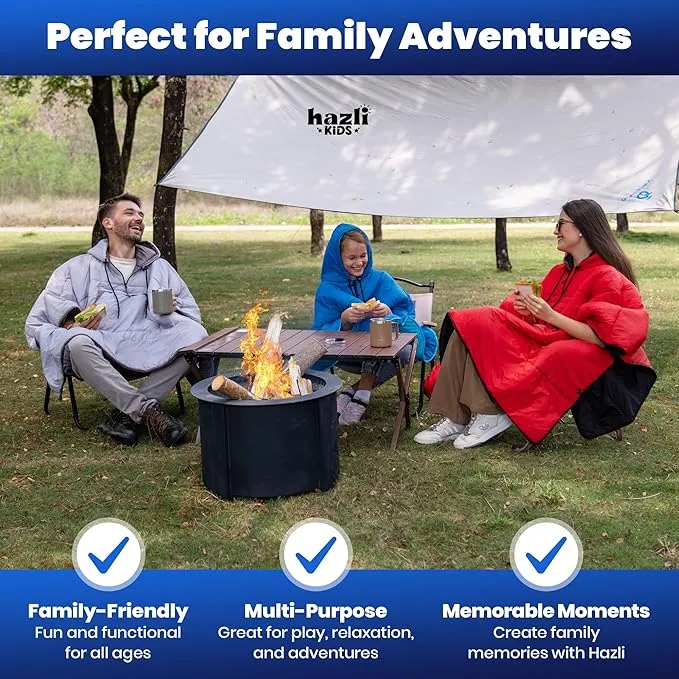 Comfortable Wearable Stadium Blanket - Camping Poncho Blanket - Large Outdoor Hooded Blanket Windproof Poncho Sports Blanket