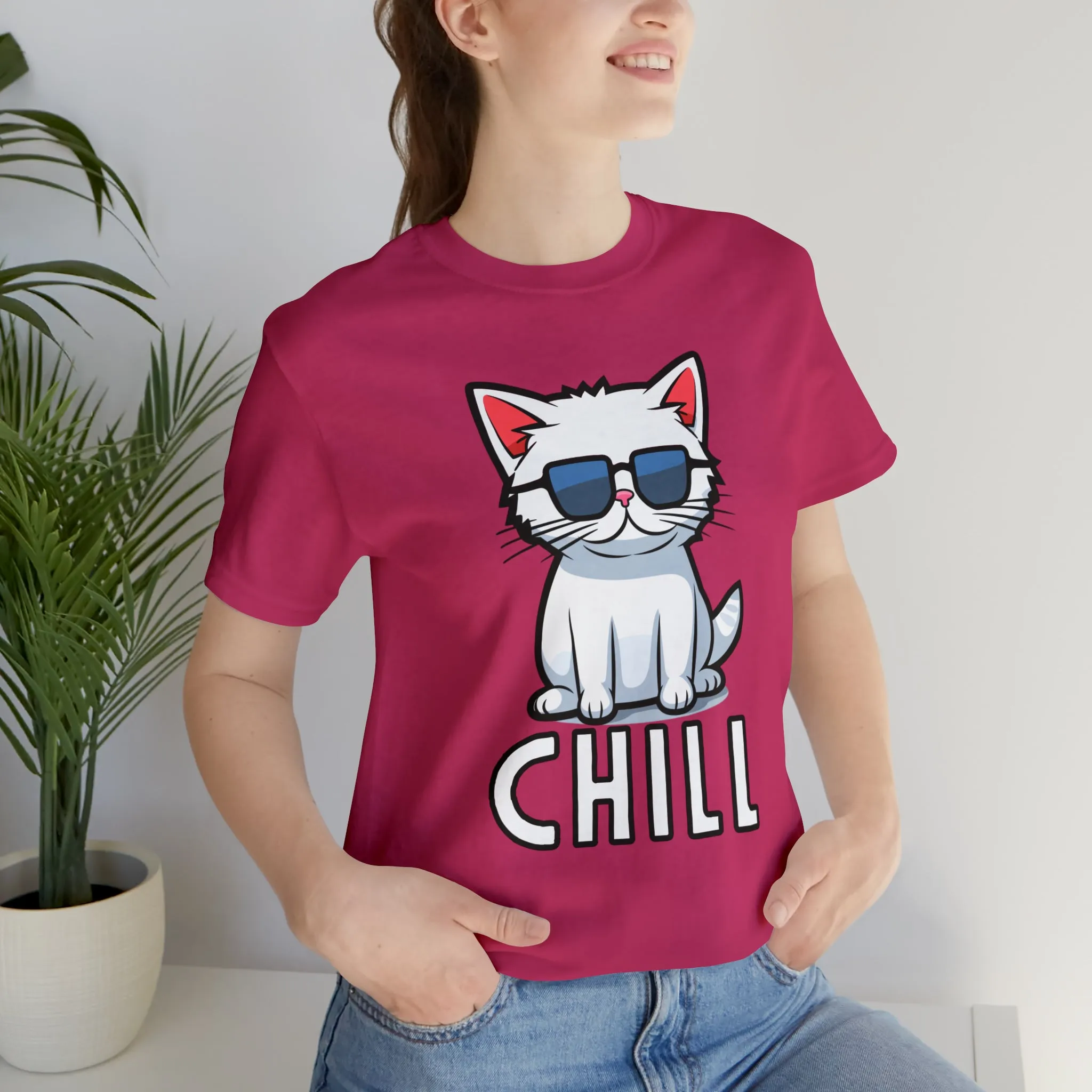 Cool Cat T-Shirt | White Kitten with Sunglasses Tee |  Bella Canvas 3001 Unisex |  Love my Cat Short Sleeve Tshirt