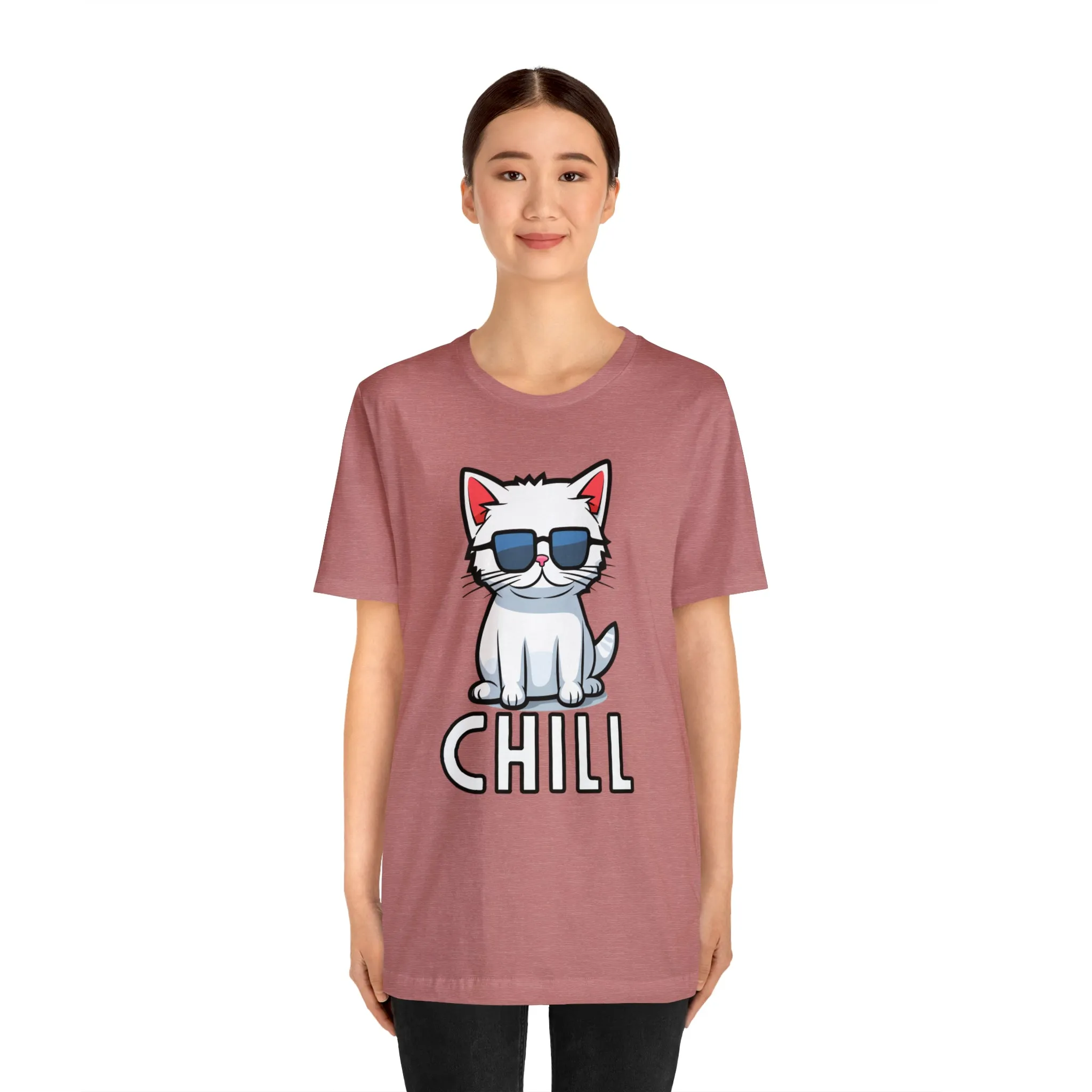 Cool Cat T-Shirt | White Kitten with Sunglasses Tee |  Bella Canvas 3001 Unisex |  Love my Cat Short Sleeve Tshirt