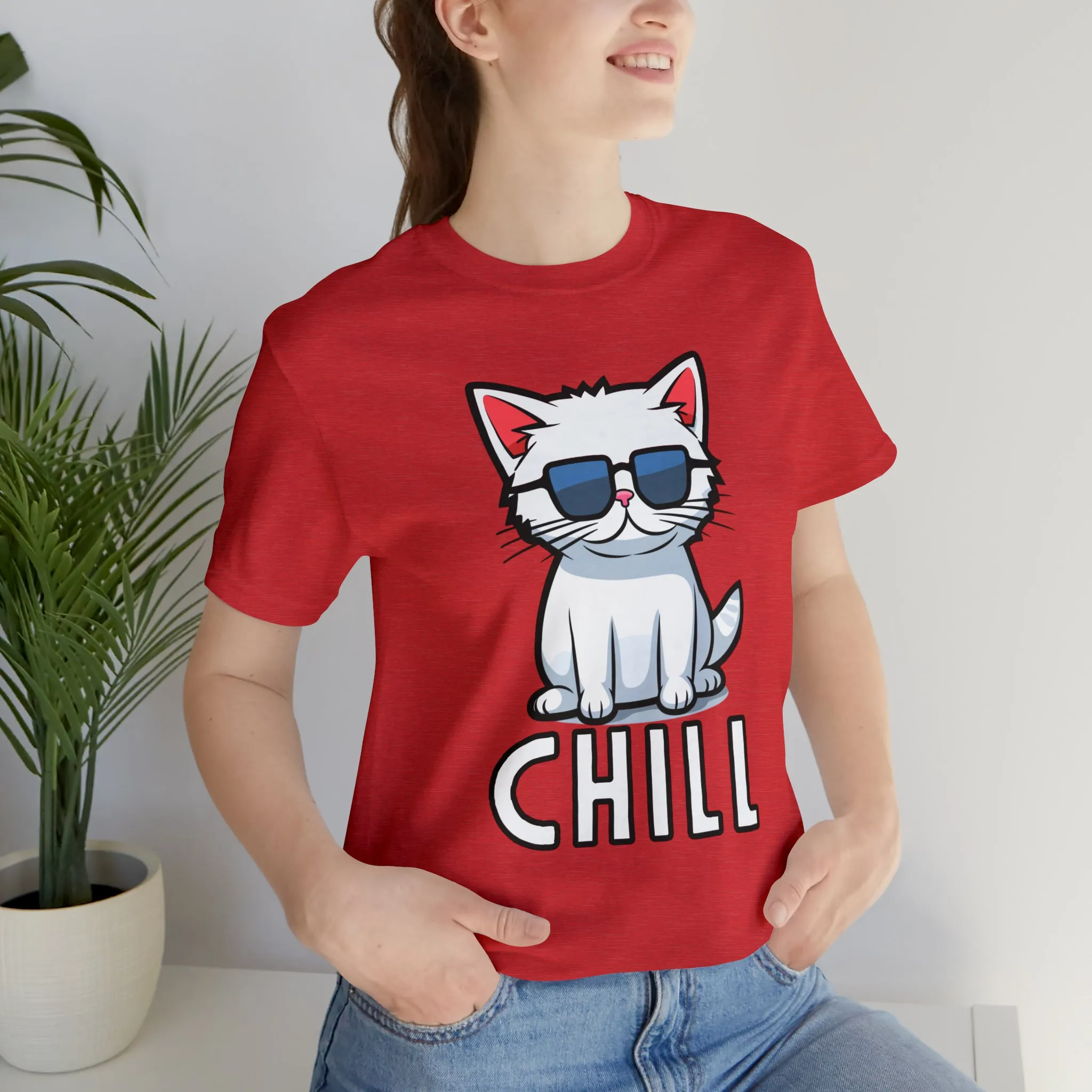 Cool Cat T-Shirt | White Kitten with Sunglasses Tee |  Bella Canvas 3001 Unisex |  Love my Cat Short Sleeve Tshirt