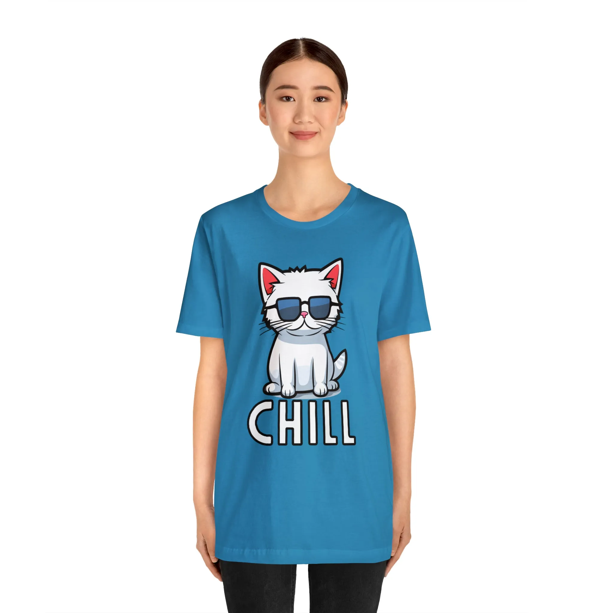 Cool Cat T-Shirt | White Kitten with Sunglasses Tee |  Bella Canvas 3001 Unisex |  Love my Cat Short Sleeve Tshirt