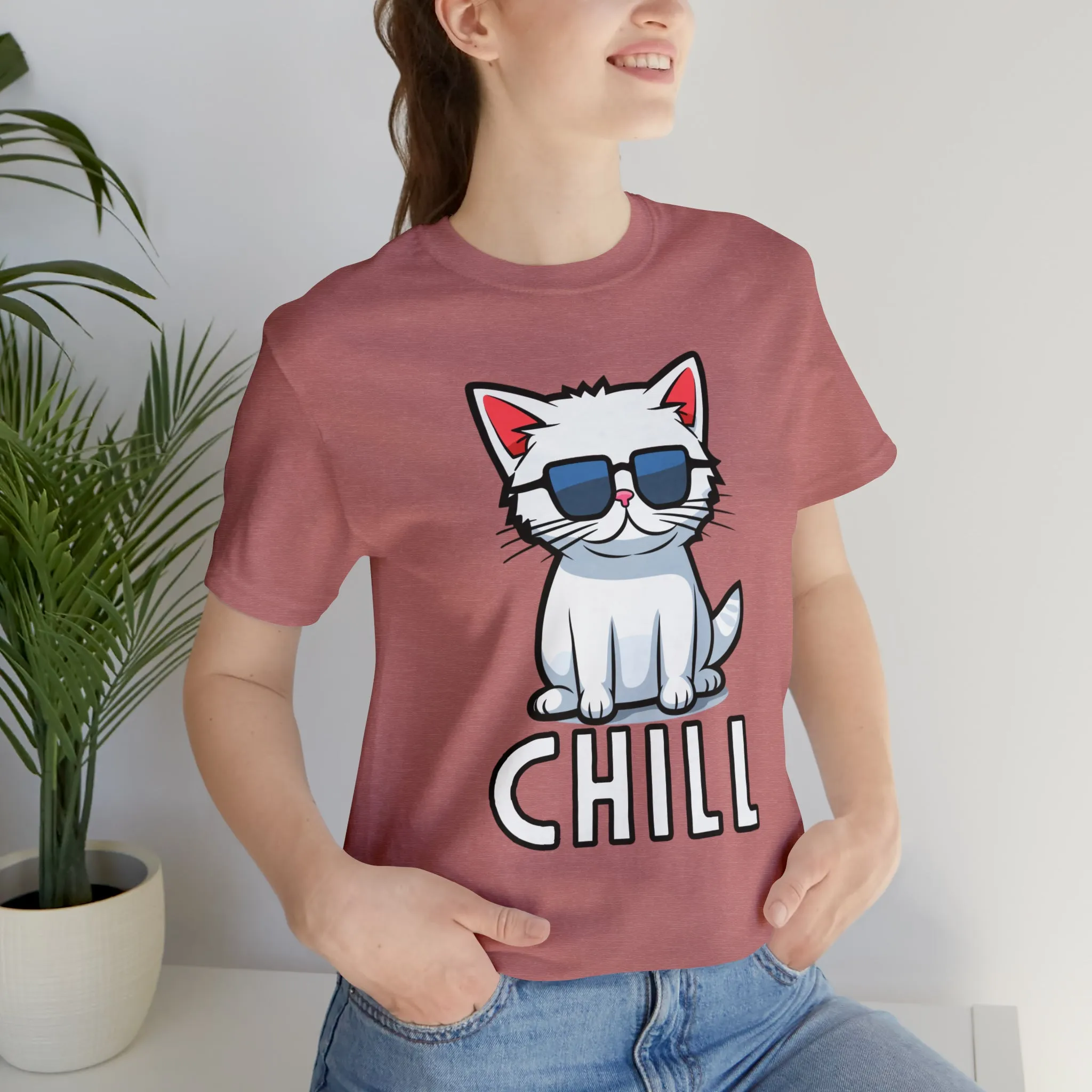Cool Cat T-Shirt | White Kitten with Sunglasses Tee |  Bella Canvas 3001 Unisex |  Love my Cat Short Sleeve Tshirt
