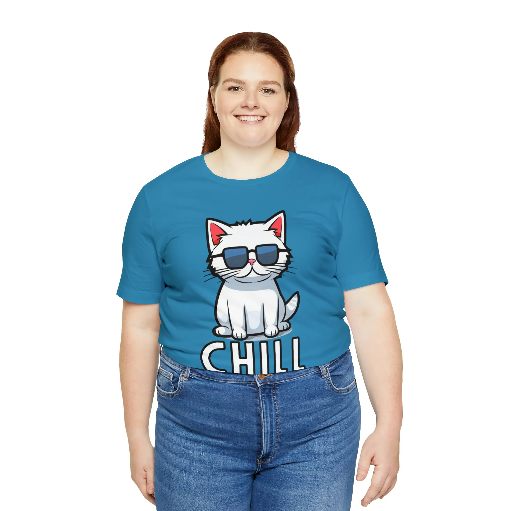 Cool Cat T-Shirt | White Kitten with Sunglasses Tee |  Bella Canvas 3001 Unisex |  Love my Cat Short Sleeve Tshirt