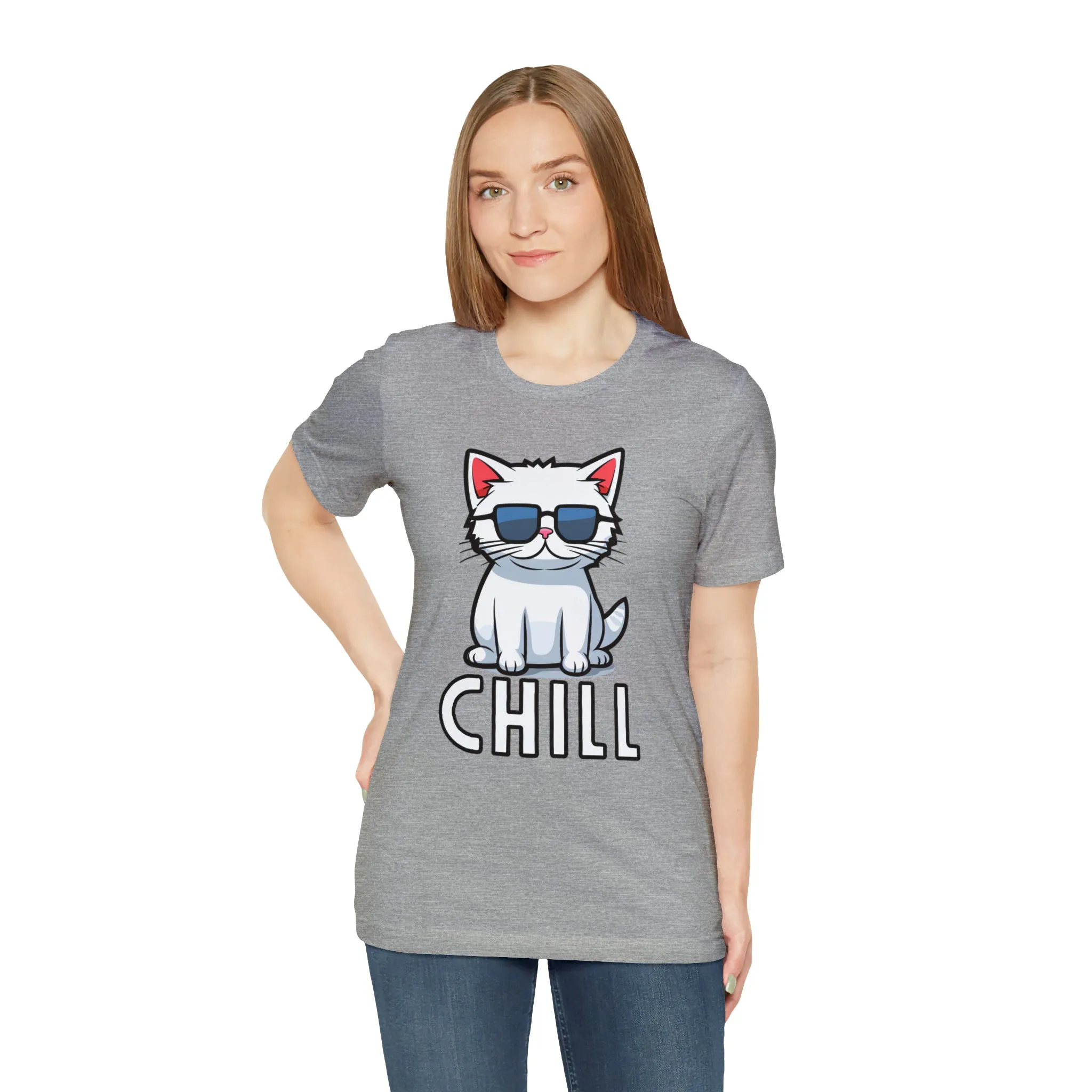 Cool Cat T-Shirt | White Kitten with Sunglasses Tee |  Bella Canvas 3001 Unisex |  Love my Cat Short Sleeve Tshirt