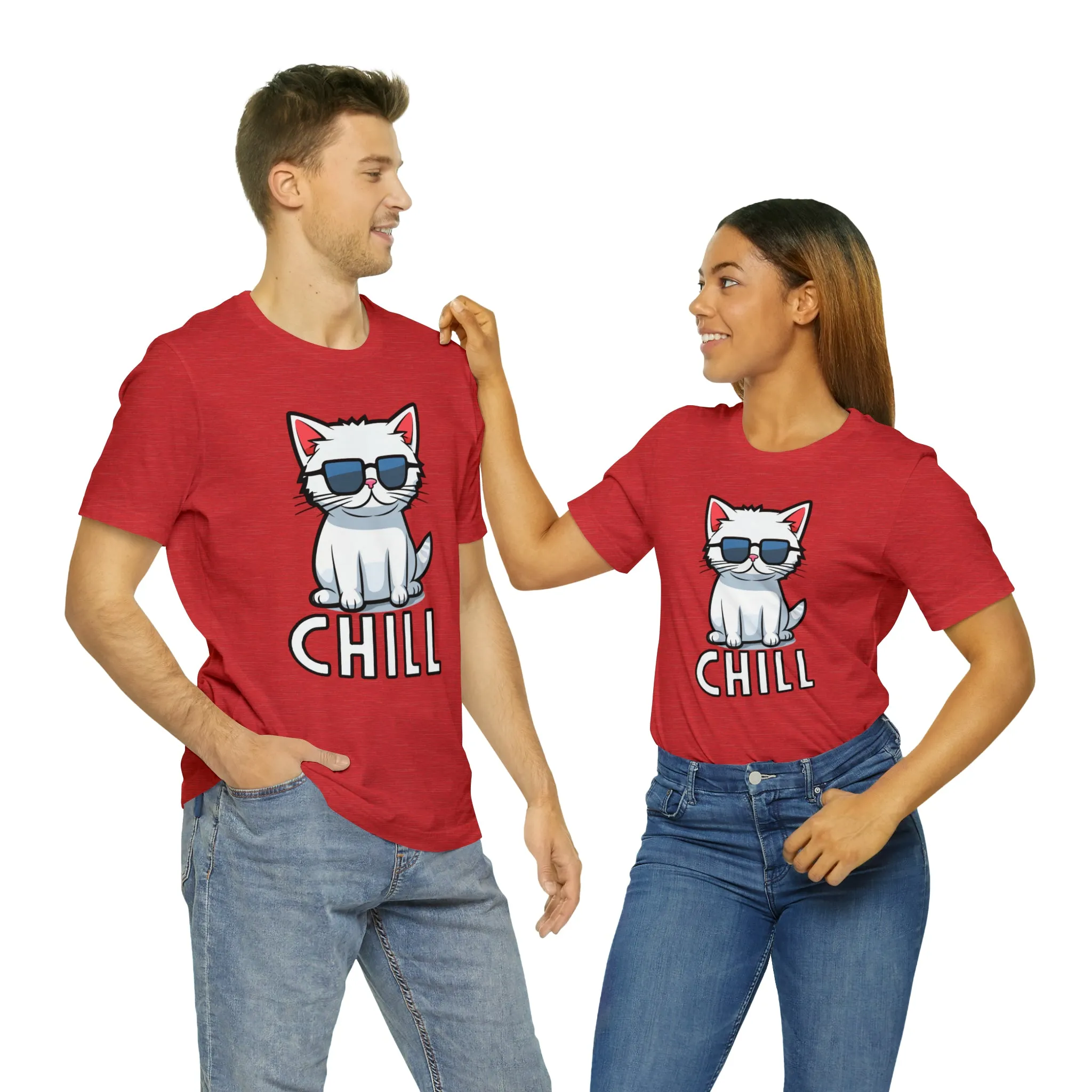 Cool Cat T-Shirt | White Kitten with Sunglasses Tee |  Bella Canvas 3001 Unisex |  Love my Cat Short Sleeve Tshirt
