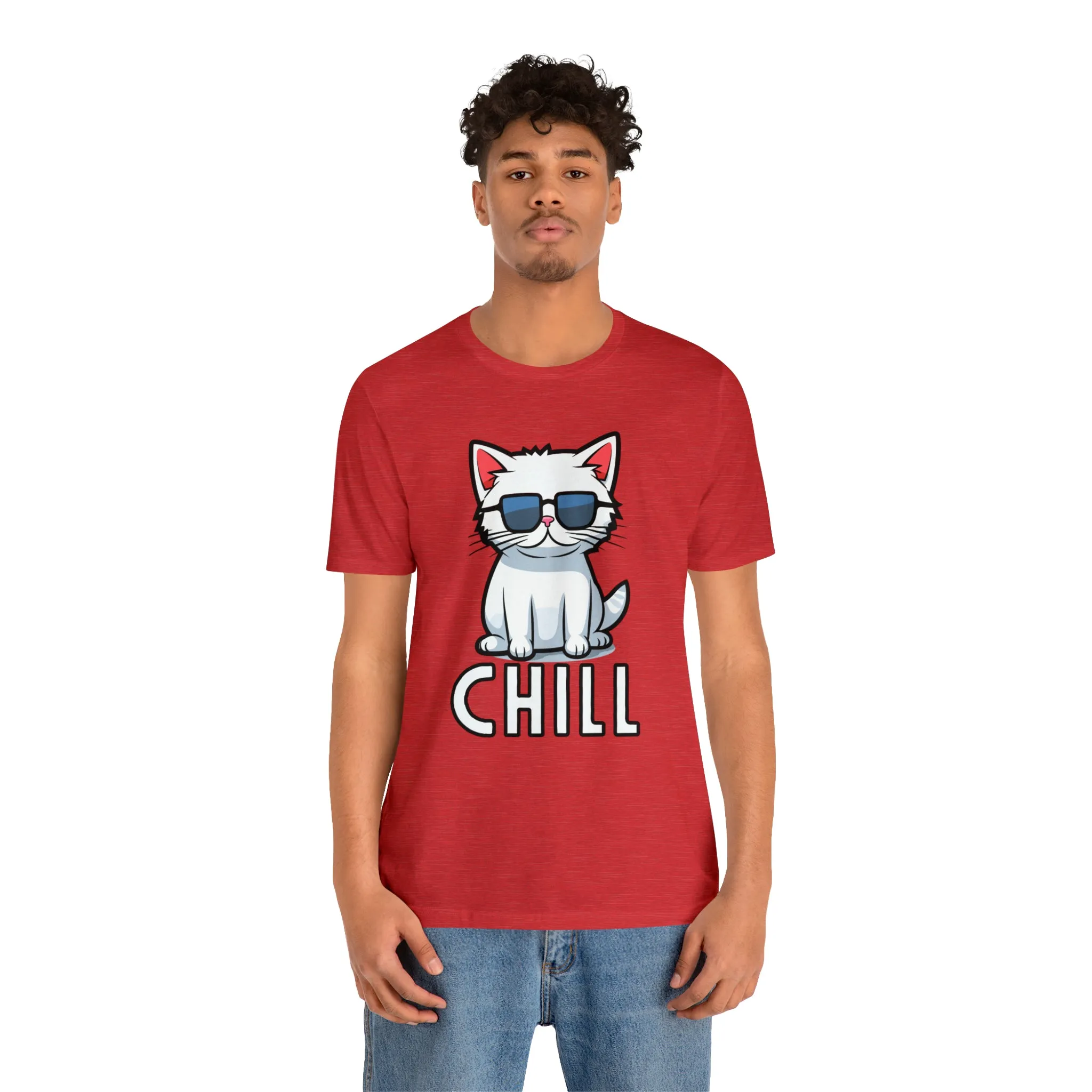 Cool Cat T-Shirt | White Kitten with Sunglasses Tee |  Bella Canvas 3001 Unisex |  Love my Cat Short Sleeve Tshirt