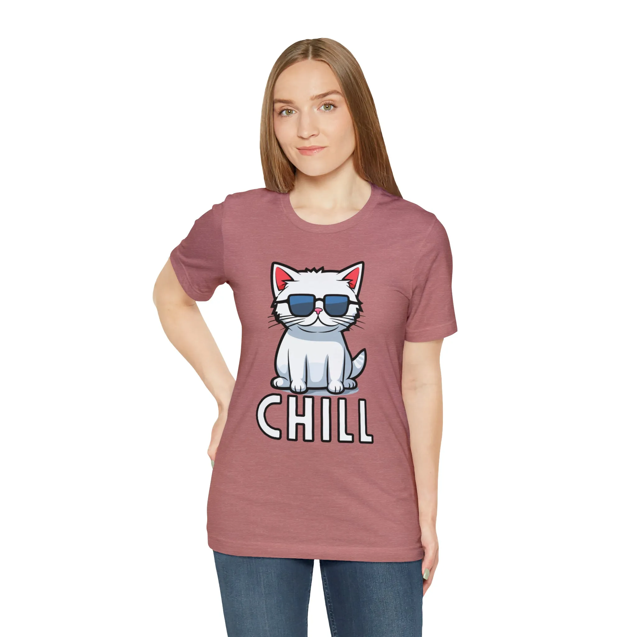 Cool Cat T-Shirt | White Kitten with Sunglasses Tee |  Bella Canvas 3001 Unisex |  Love my Cat Short Sleeve Tshirt