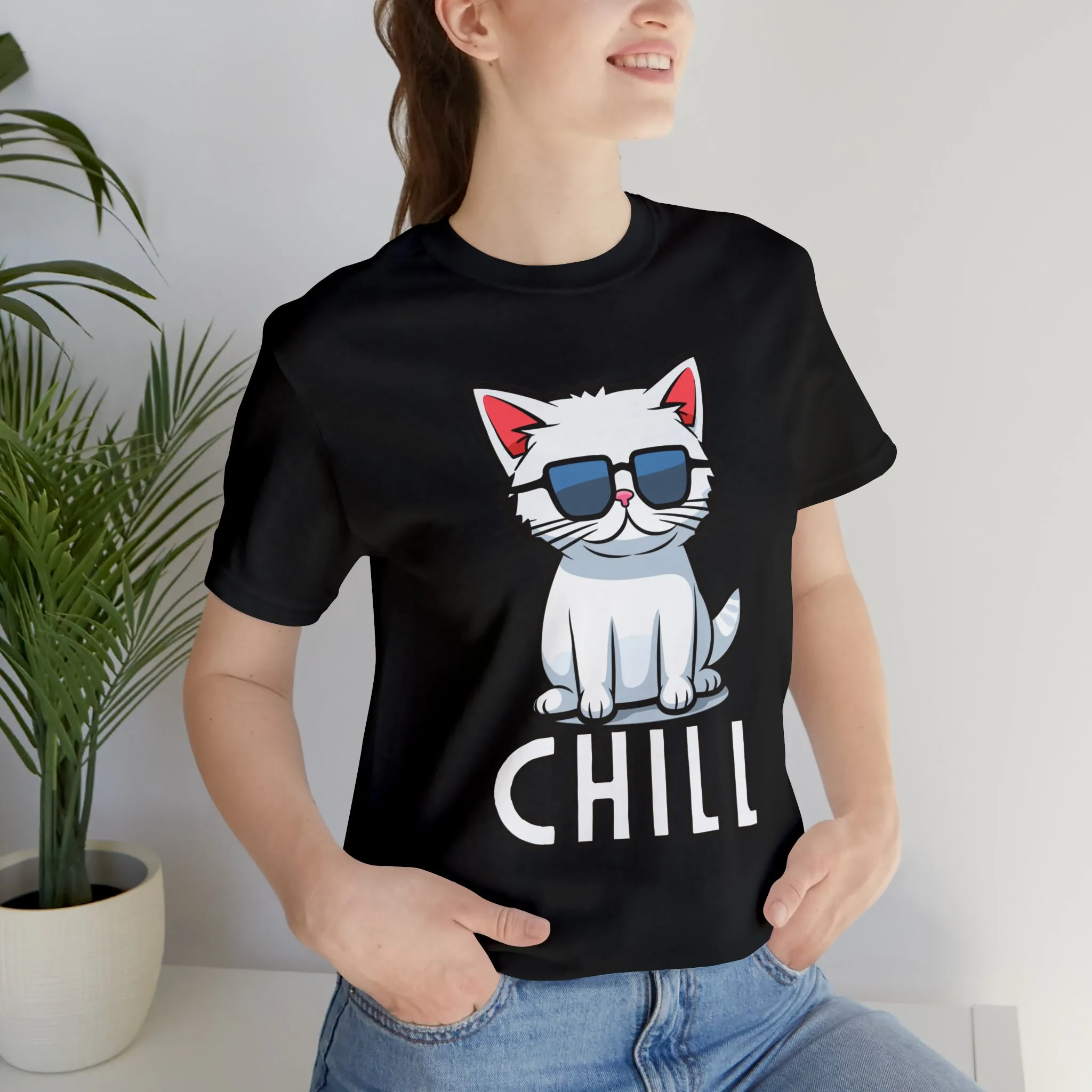 Cool Cat T-Shirt | White Kitten with Sunglasses Tee |  Bella Canvas 3001 Unisex |  Love my Cat Short Sleeve Tshirt