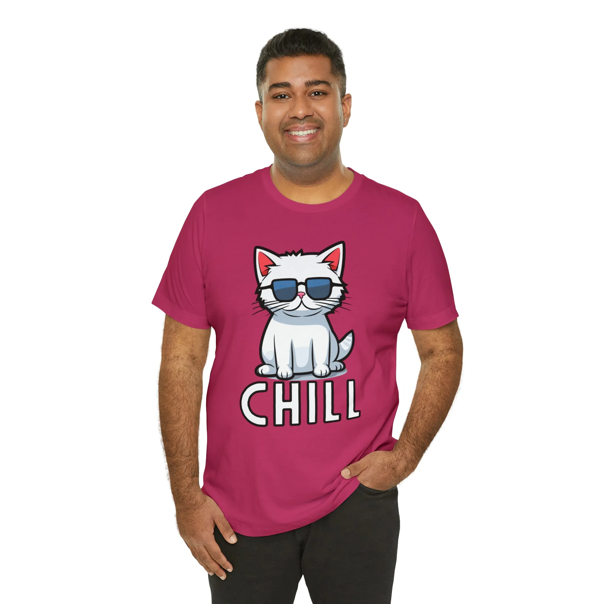 Cool Cat T-Shirt | White Kitten with Sunglasses Tee |  Bella Canvas 3001 Unisex |  Love my Cat Short Sleeve Tshirt