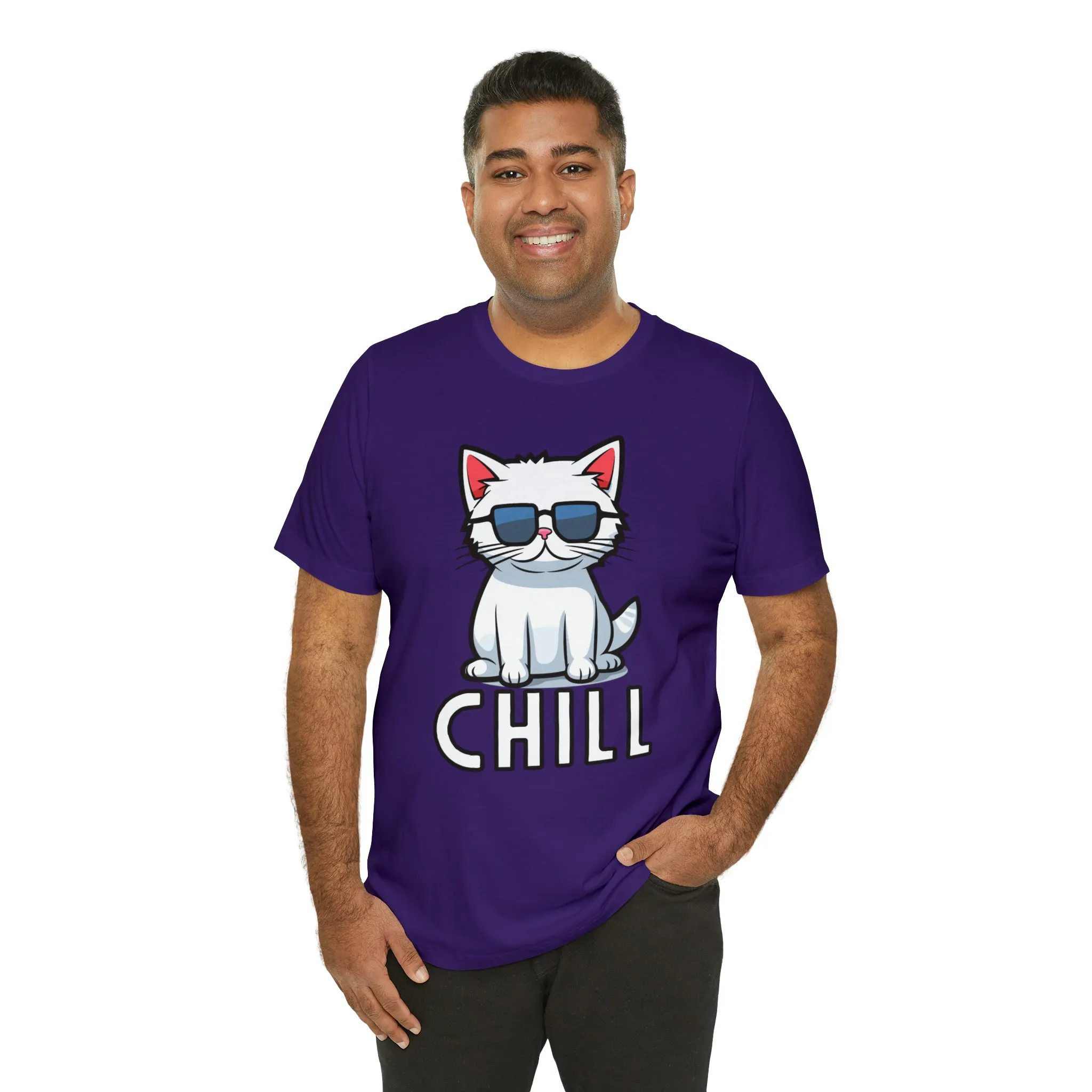 Cool Cat T-Shirt | White Kitten with Sunglasses Tee |  Bella Canvas 3001 Unisex |  Love my Cat Short Sleeve Tshirt