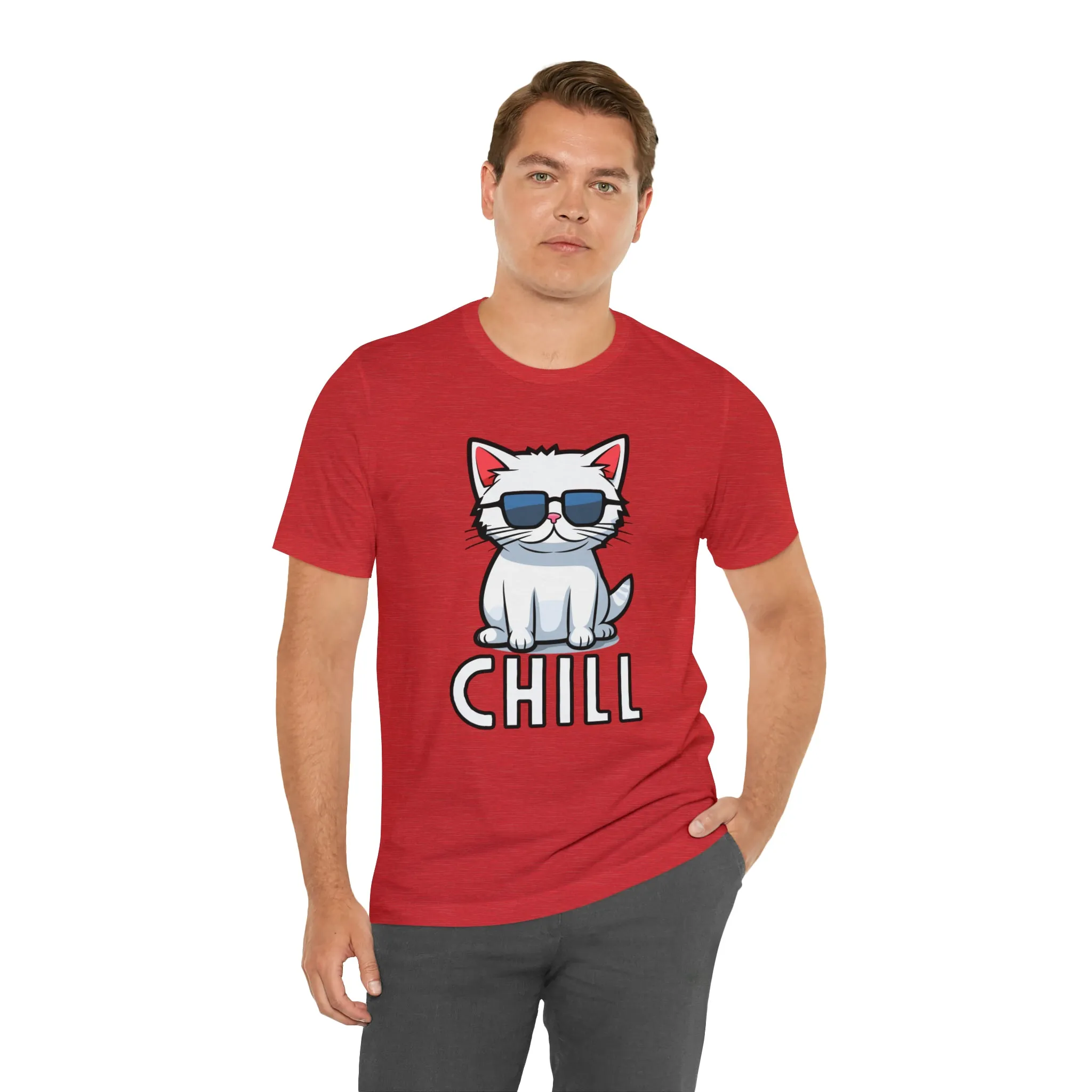 Cool Cat T-Shirt | White Kitten with Sunglasses Tee |  Bella Canvas 3001 Unisex |  Love my Cat Short Sleeve Tshirt