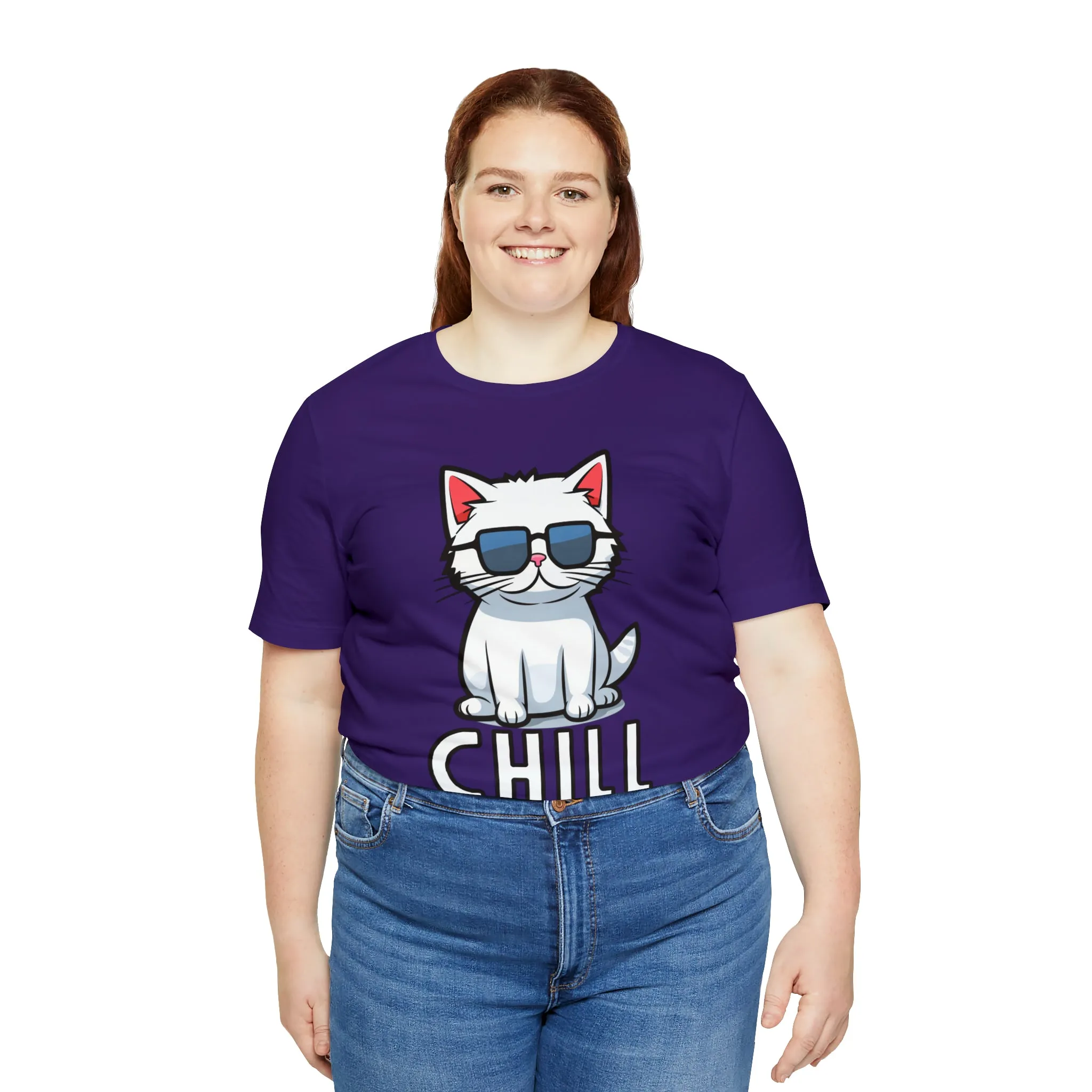 Cool Cat T-Shirt | White Kitten with Sunglasses Tee |  Bella Canvas 3001 Unisex |  Love my Cat Short Sleeve Tshirt