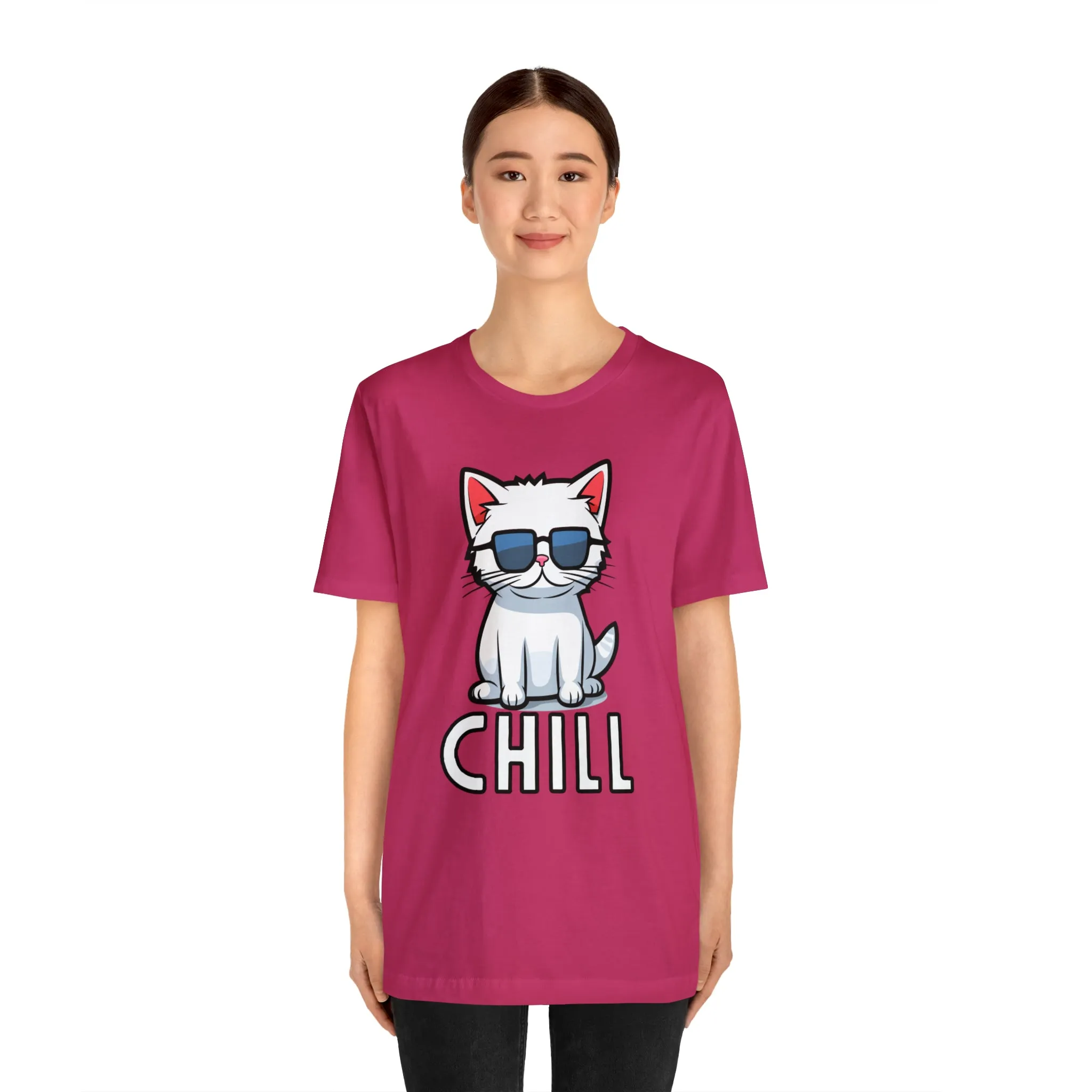 Cool Cat T-Shirt | White Kitten with Sunglasses Tee |  Bella Canvas 3001 Unisex |  Love my Cat Short Sleeve Tshirt
