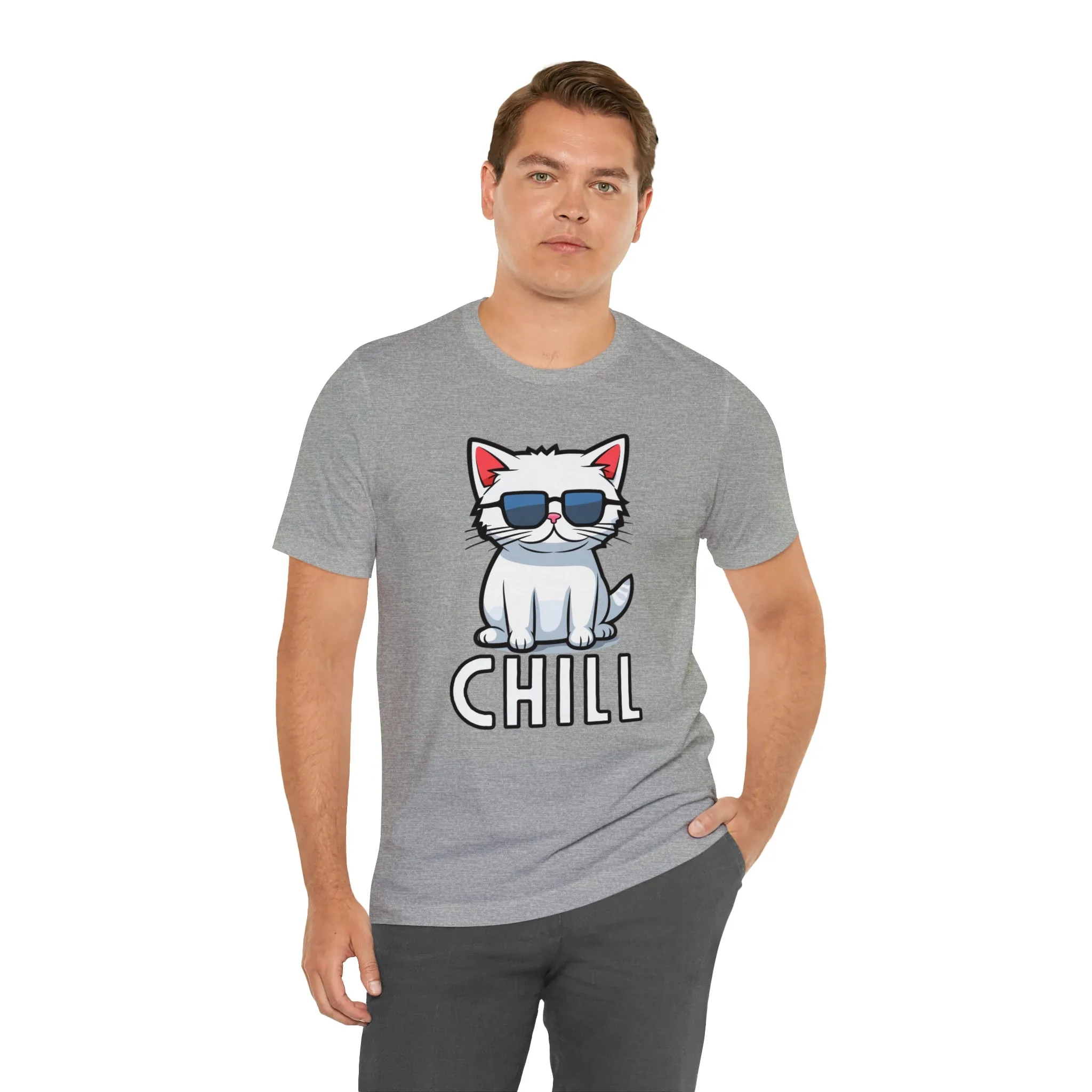 Cool Cat T-Shirt | White Kitten with Sunglasses Tee |  Bella Canvas 3001 Unisex |  Love my Cat Short Sleeve Tshirt