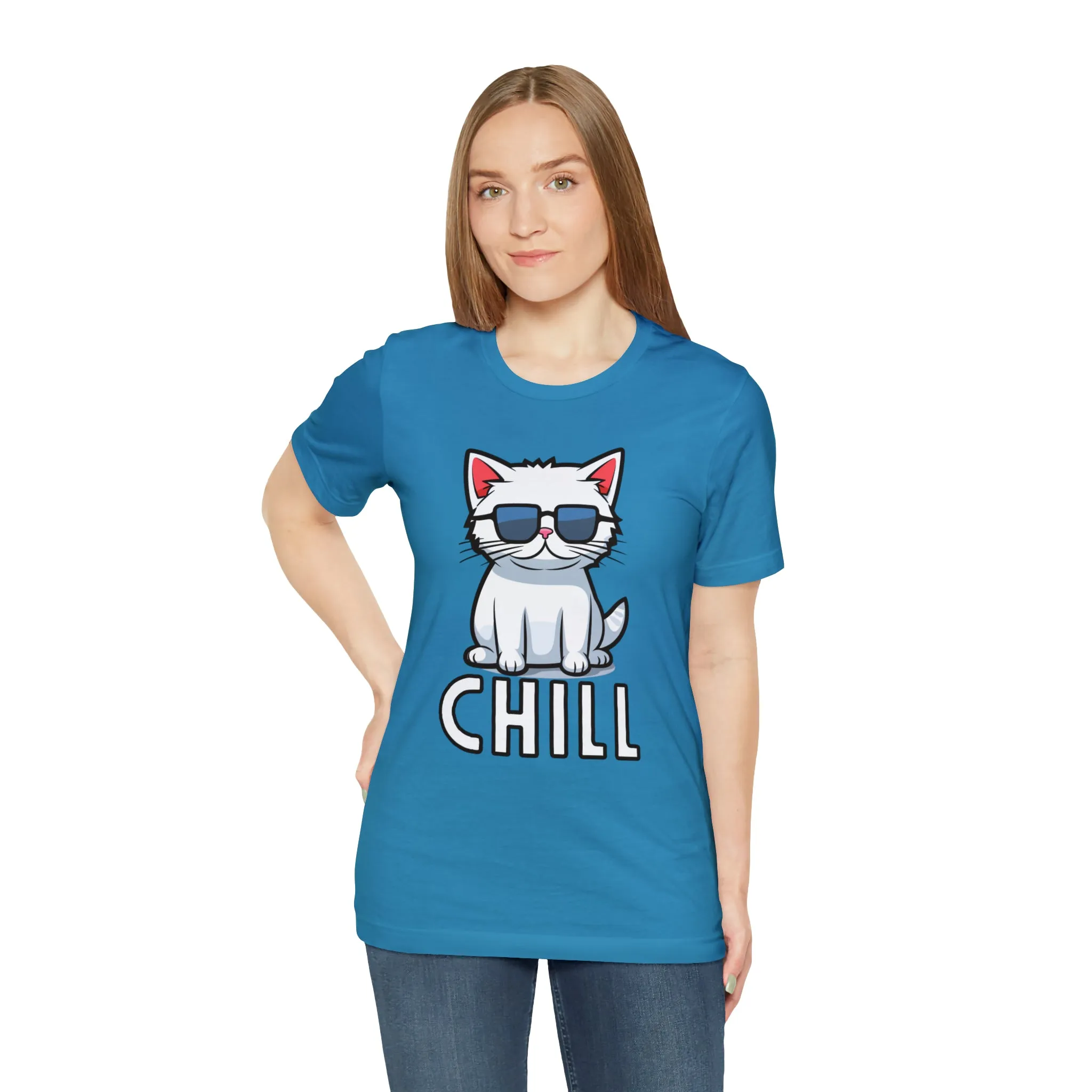 Cool Cat T-Shirt | White Kitten with Sunglasses Tee |  Bella Canvas 3001 Unisex |  Love my Cat Short Sleeve Tshirt