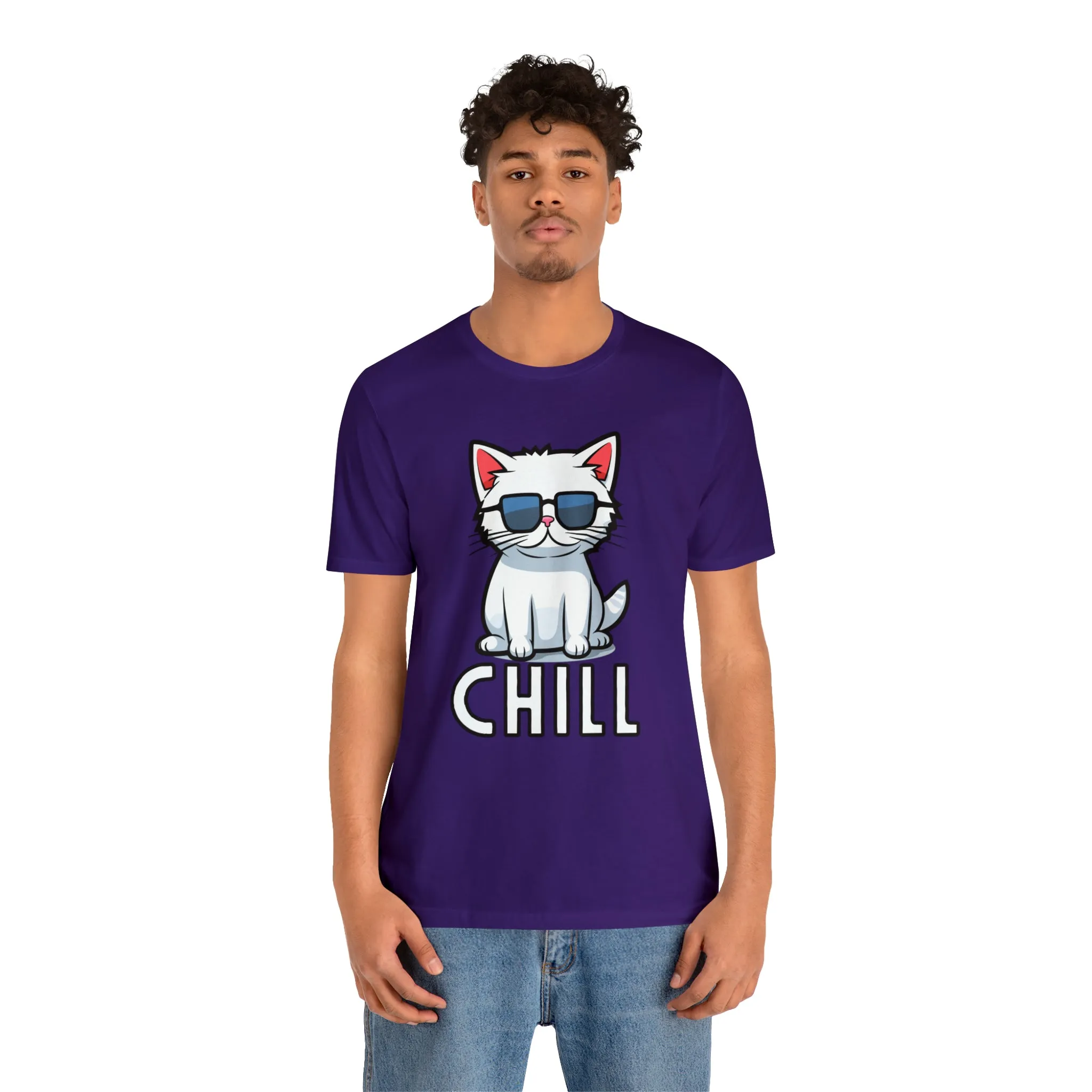 Cool Cat T-Shirt | White Kitten with Sunglasses Tee |  Bella Canvas 3001 Unisex |  Love my Cat Short Sleeve Tshirt