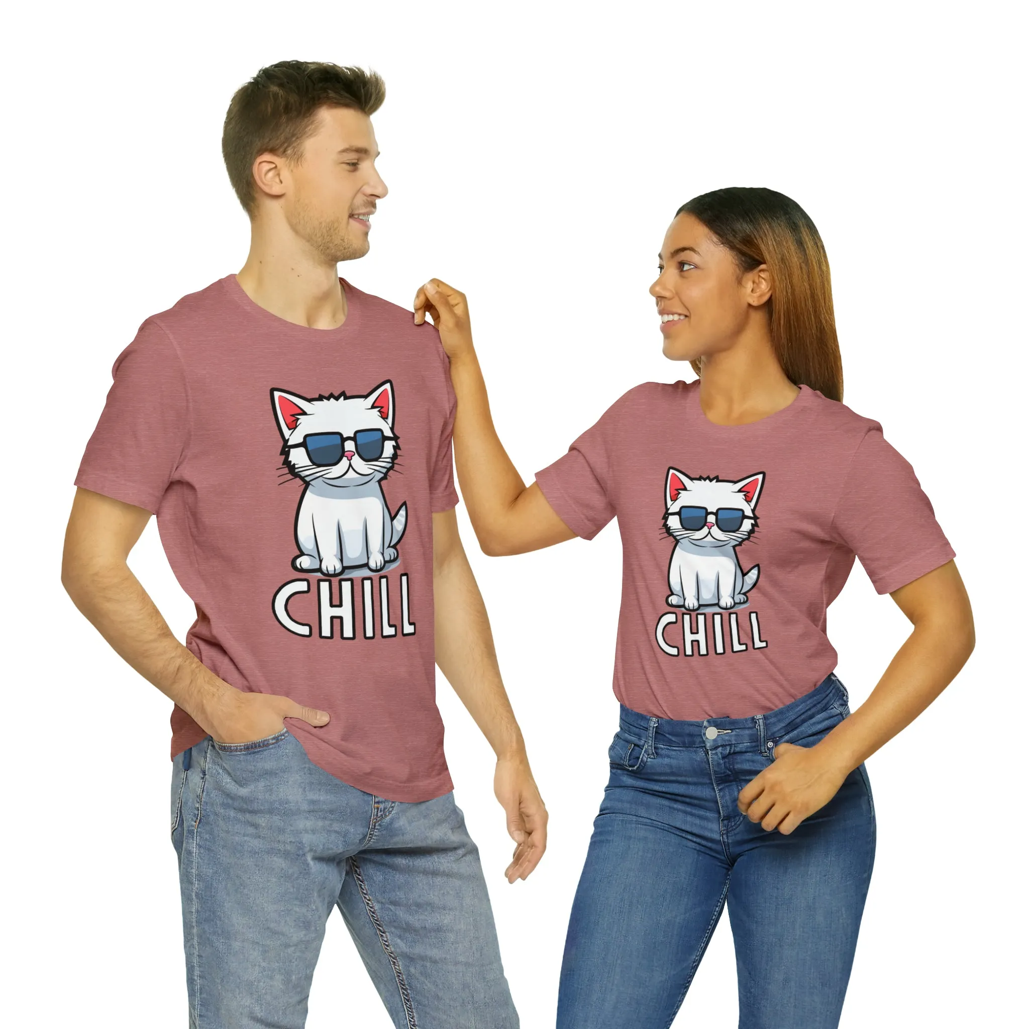 Cool Cat T-Shirt | White Kitten with Sunglasses Tee |  Bella Canvas 3001 Unisex |  Love my Cat Short Sleeve Tshirt
