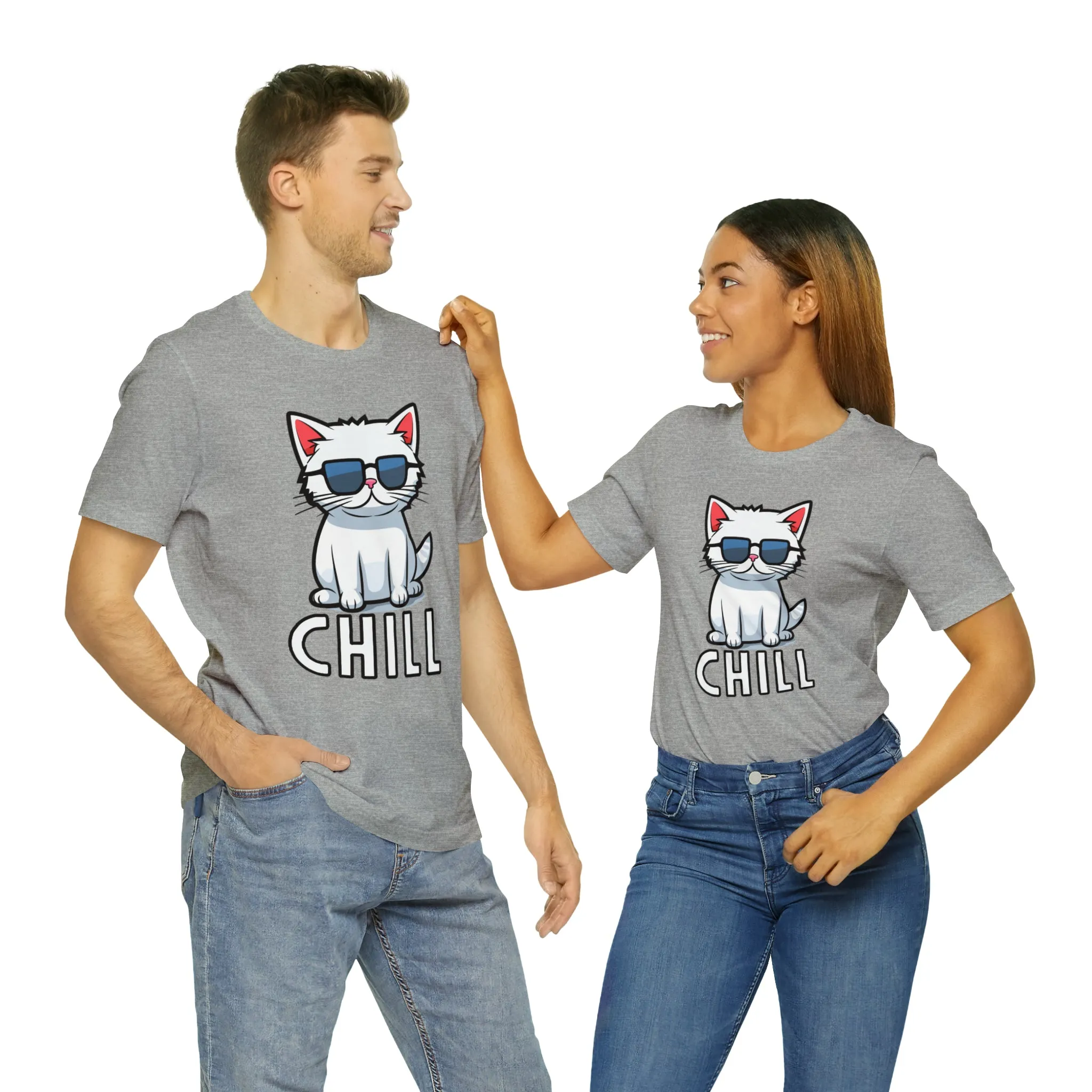 Cool Cat T-Shirt | White Kitten with Sunglasses Tee |  Bella Canvas 3001 Unisex |  Love my Cat Short Sleeve Tshirt