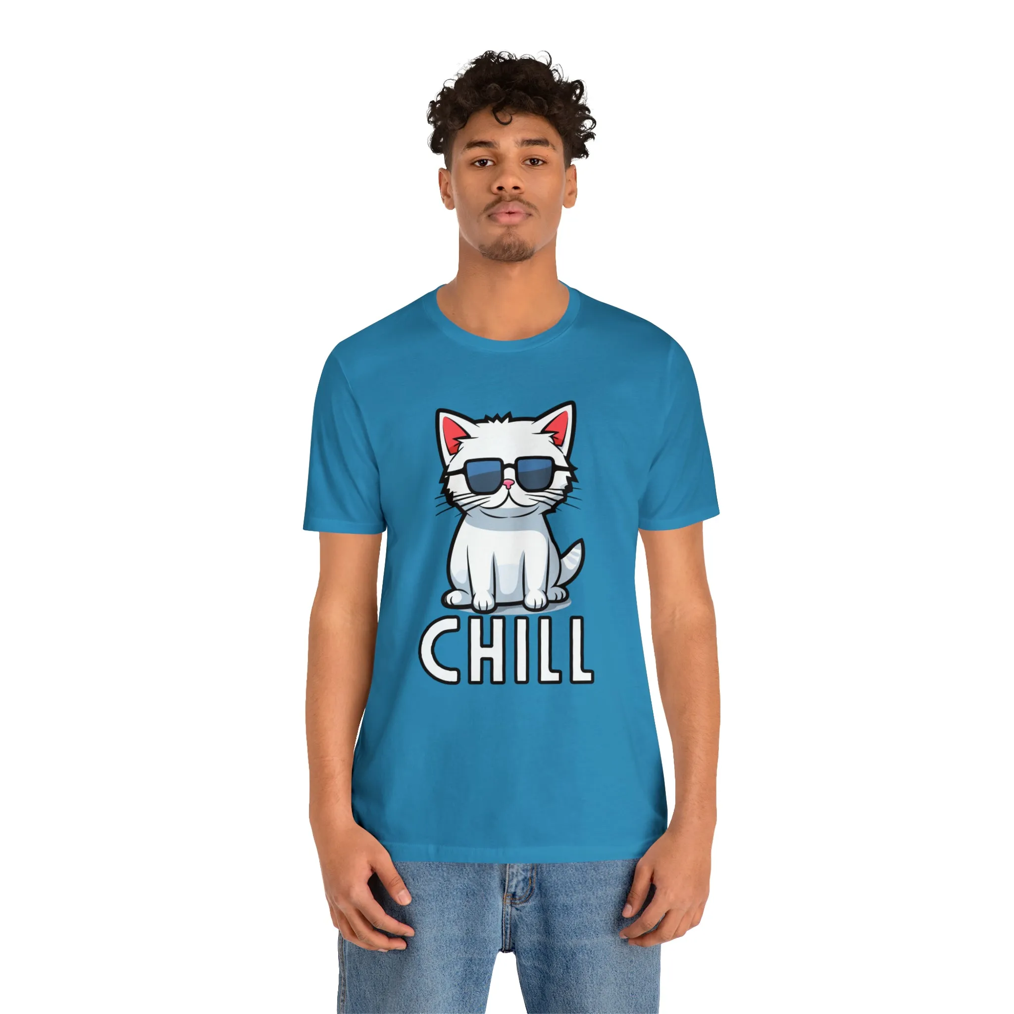 Cool Cat T-Shirt | White Kitten with Sunglasses Tee |  Bella Canvas 3001 Unisex |  Love my Cat Short Sleeve Tshirt