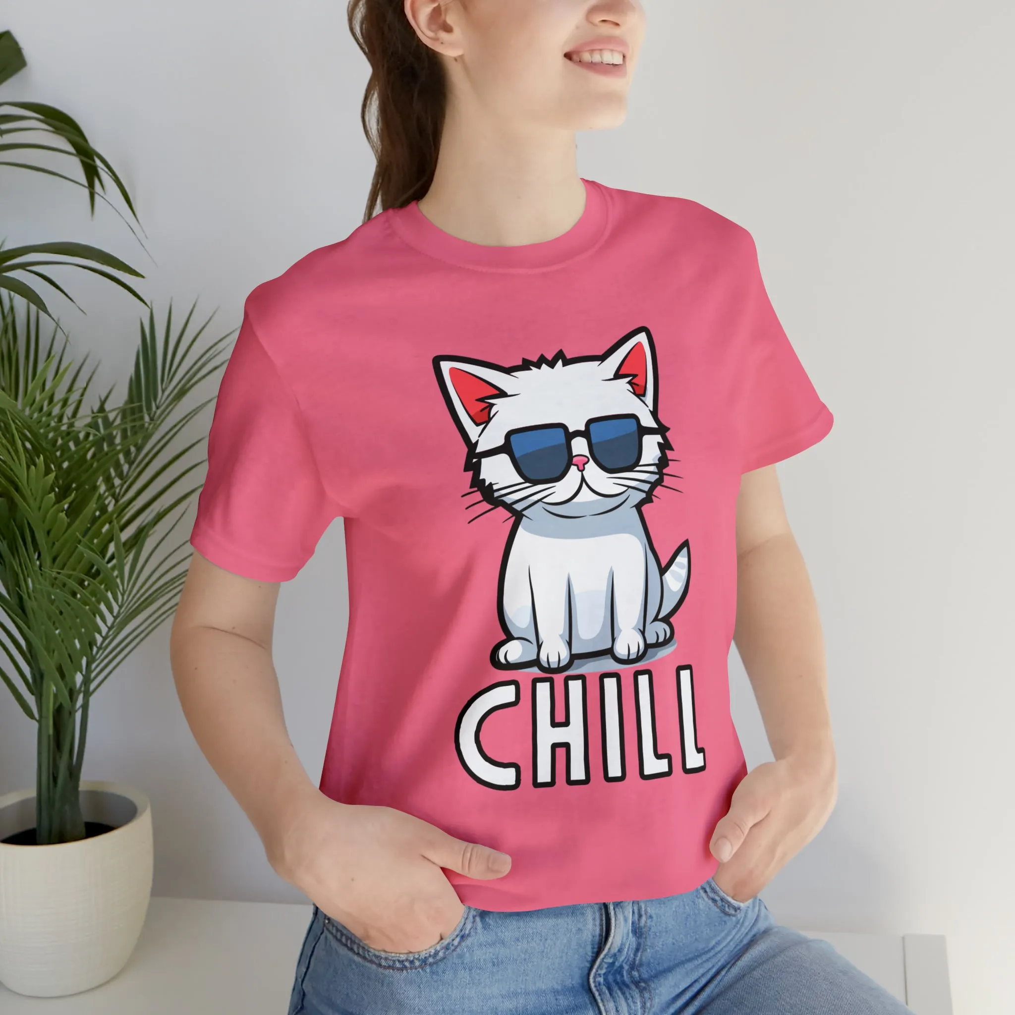 Cool Cat T-Shirt | White Kitten with Sunglasses Tee |  Bella Canvas 3001 Unisex |  Love my Cat Short Sleeve Tshirt