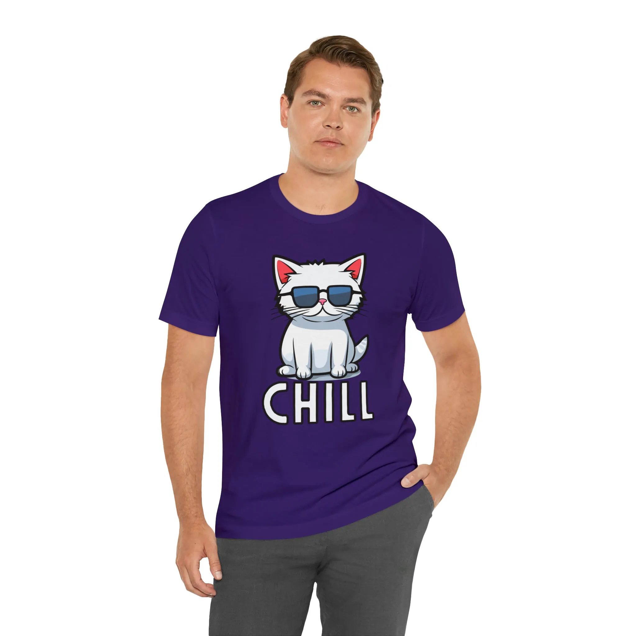 Cool Cat T-Shirt | White Kitten with Sunglasses Tee |  Bella Canvas 3001 Unisex |  Love my Cat Short Sleeve Tshirt