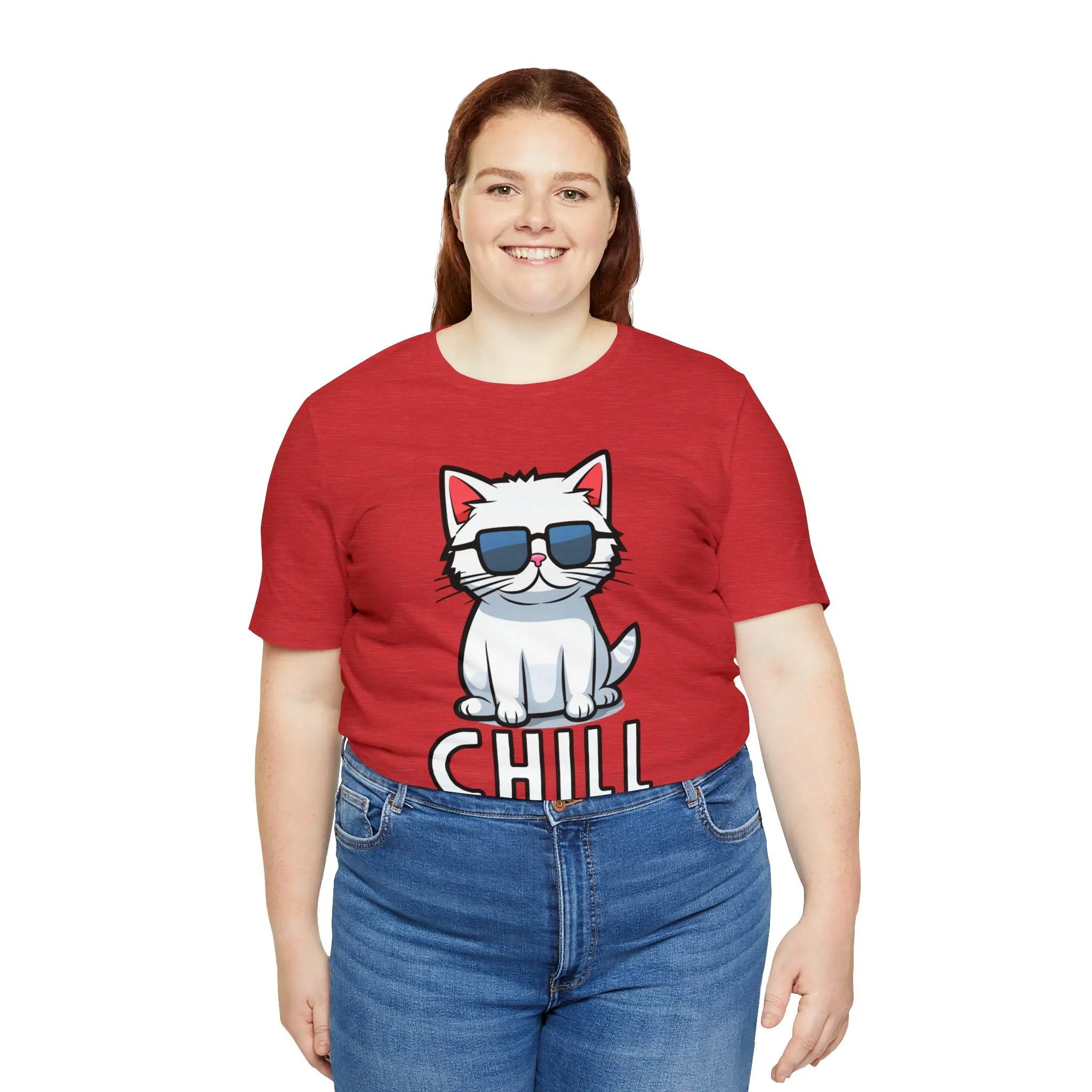 Cool Cat T-Shirt | White Kitten with Sunglasses Tee |  Bella Canvas 3001 Unisex |  Love my Cat Short Sleeve Tshirt