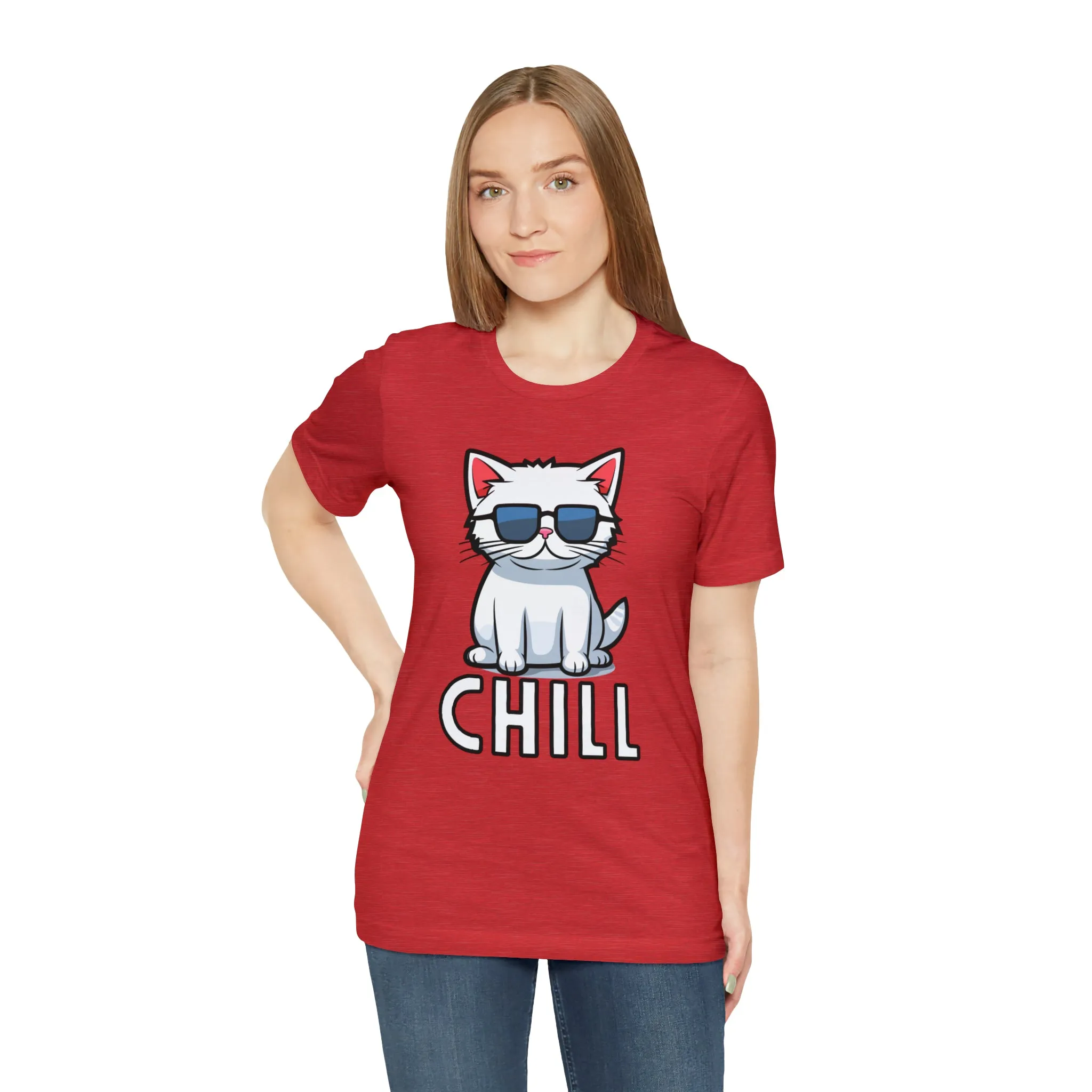 Cool Cat T-Shirt | White Kitten with Sunglasses Tee |  Bella Canvas 3001 Unisex |  Love my Cat Short Sleeve Tshirt