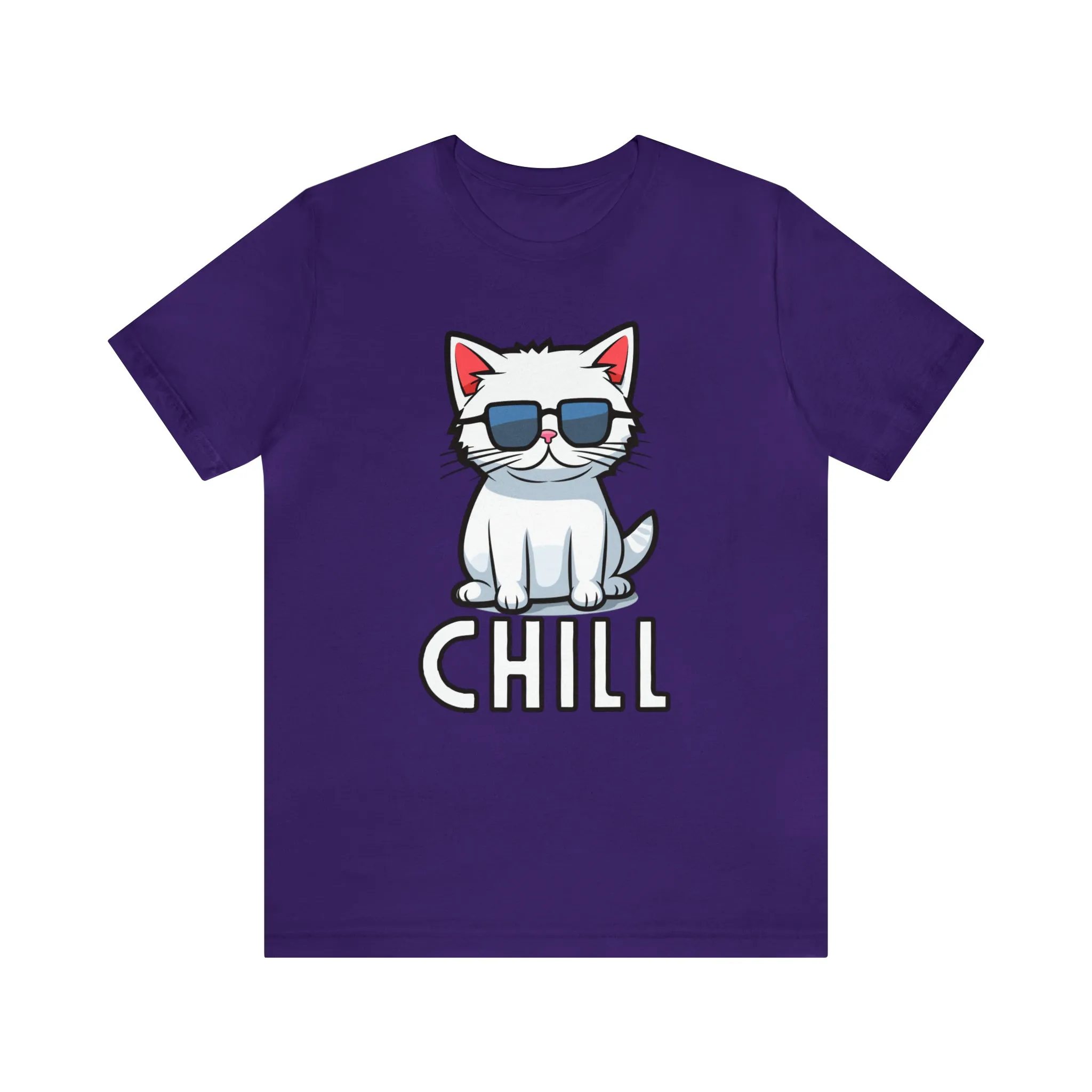 Cool Cat T-Shirt | White Kitten with Sunglasses Tee |  Bella Canvas 3001 Unisex |  Love my Cat Short Sleeve Tshirt