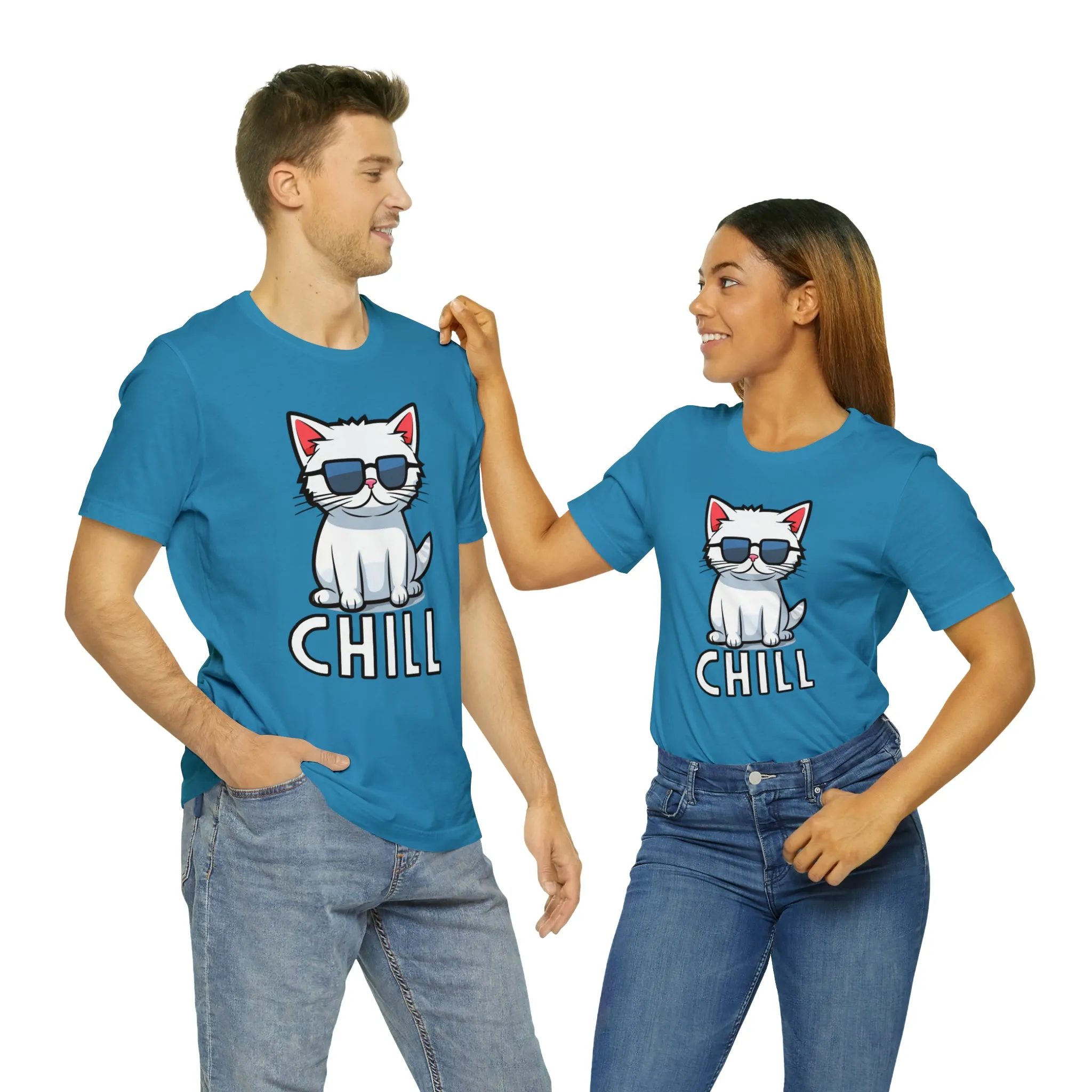 Cool Cat T-Shirt | White Kitten with Sunglasses Tee |  Bella Canvas 3001 Unisex |  Love my Cat Short Sleeve Tshirt