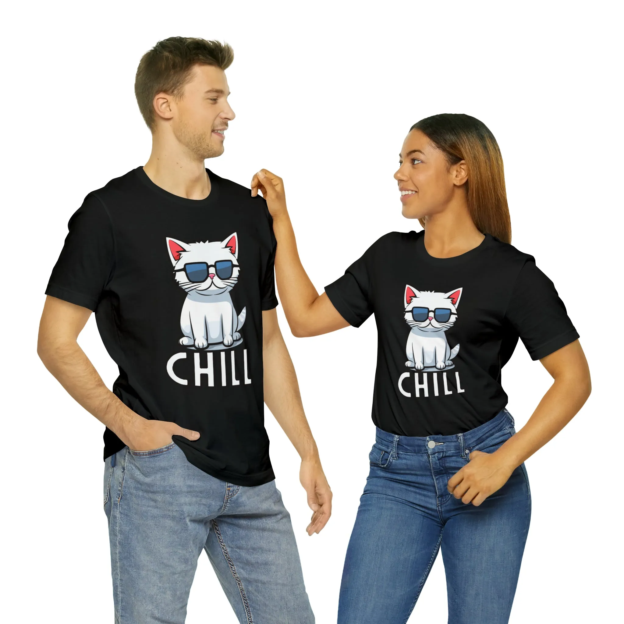 Cool Cat T-Shirt | White Kitten with Sunglasses Tee |  Bella Canvas 3001 Unisex |  Love my Cat Short Sleeve Tshirt