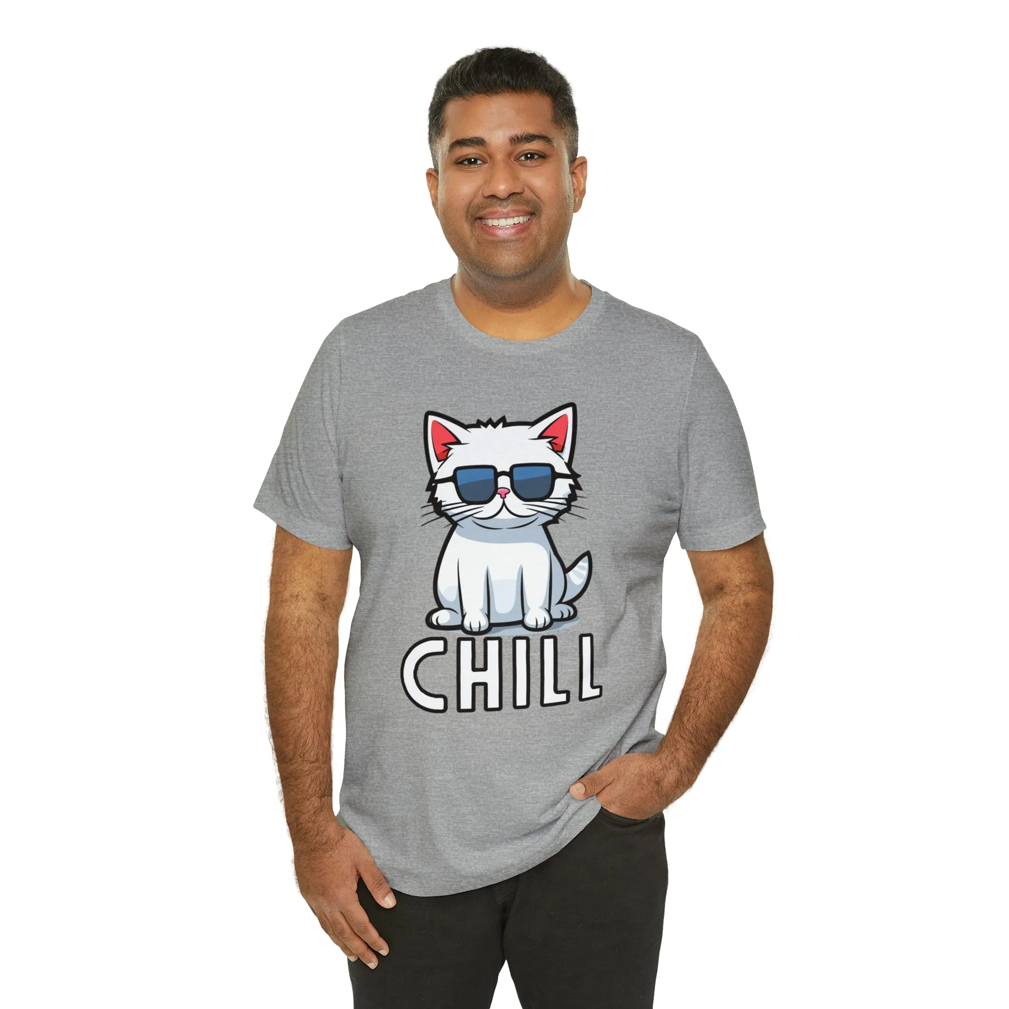 Cool Cat T-Shirt | White Kitten with Sunglasses Tee |  Bella Canvas 3001 Unisex |  Love my Cat Short Sleeve Tshirt