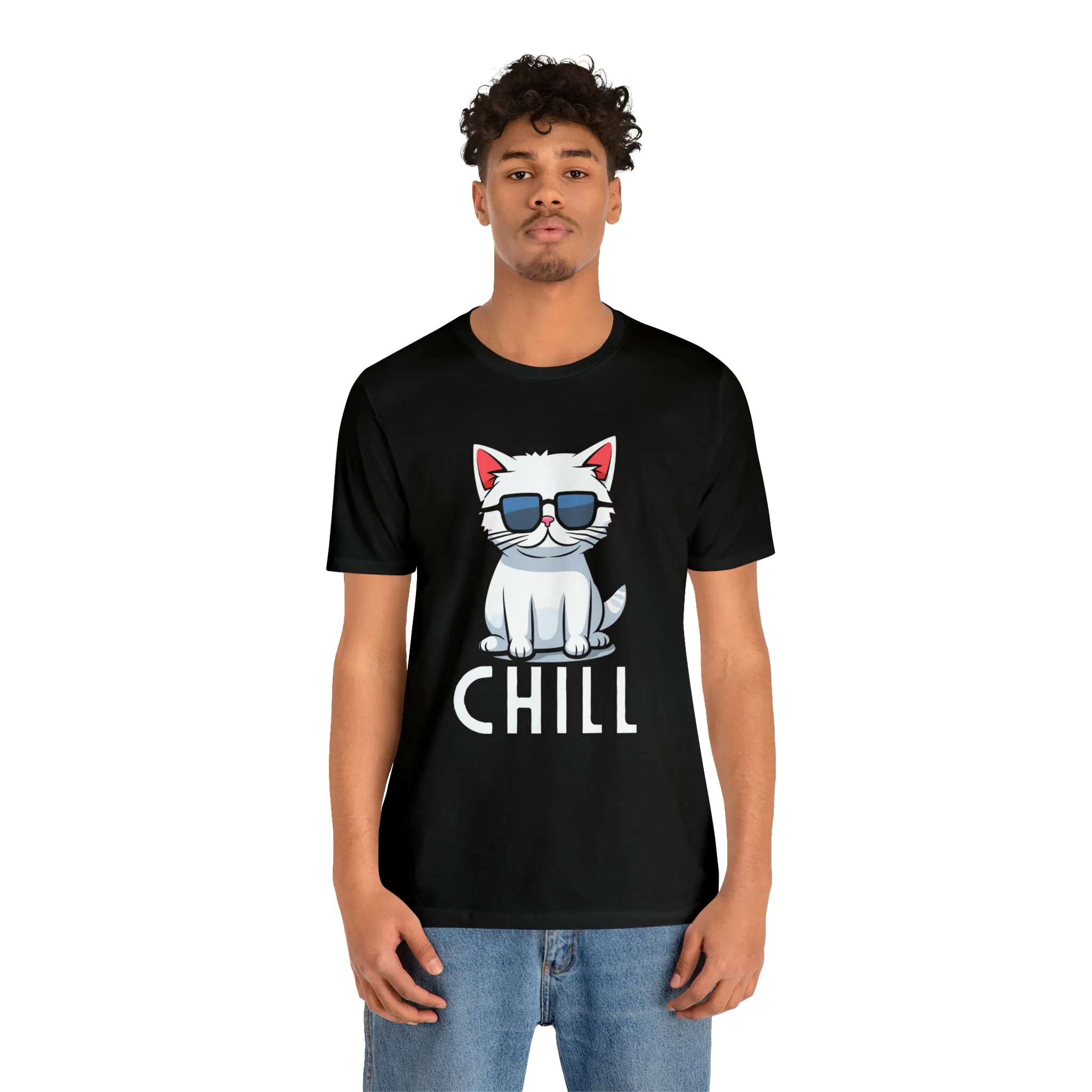 Cool Cat T-Shirt | White Kitten with Sunglasses Tee |  Bella Canvas 3001 Unisex |  Love my Cat Short Sleeve Tshirt