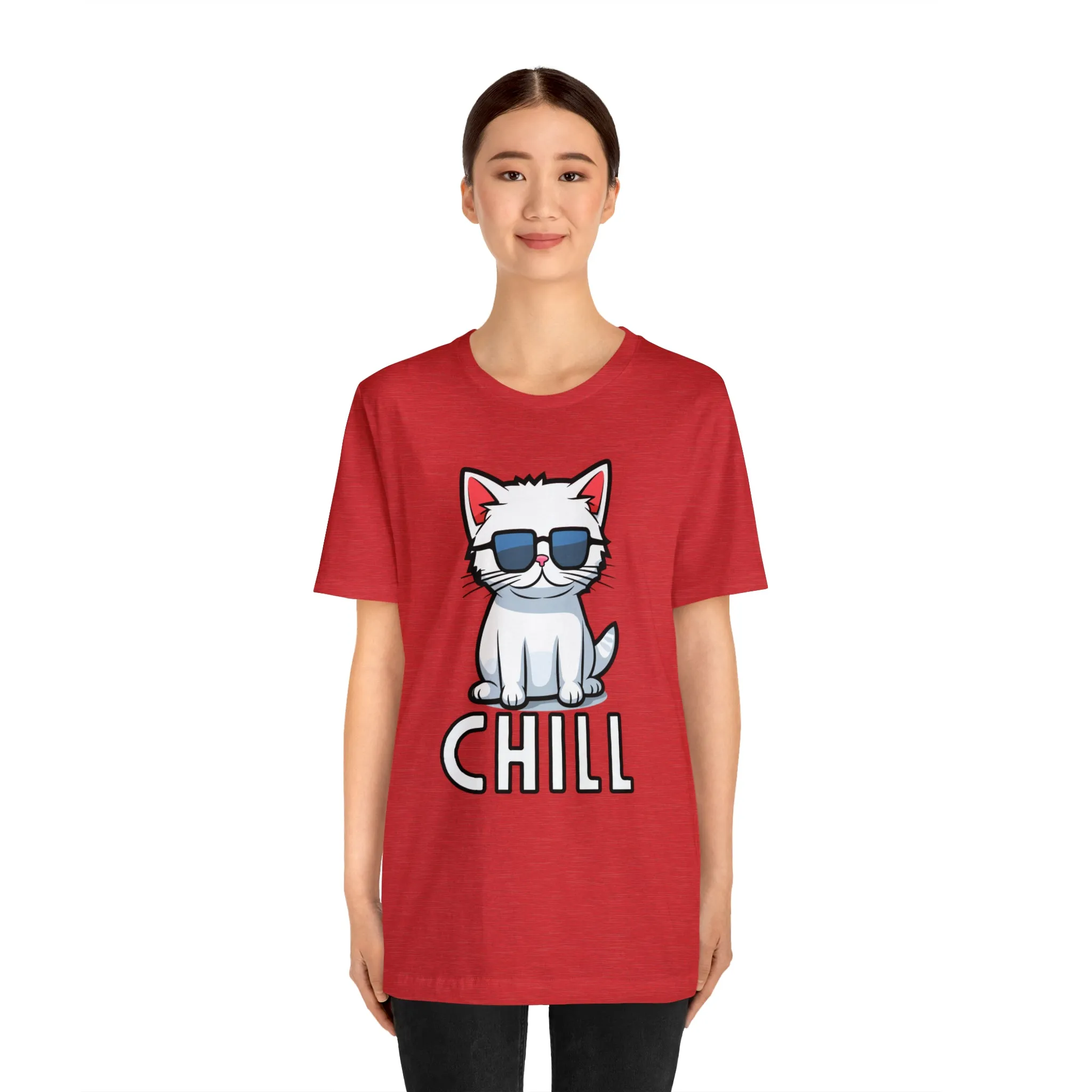 Cool Cat T-Shirt | White Kitten with Sunglasses Tee |  Bella Canvas 3001 Unisex |  Love my Cat Short Sleeve Tshirt