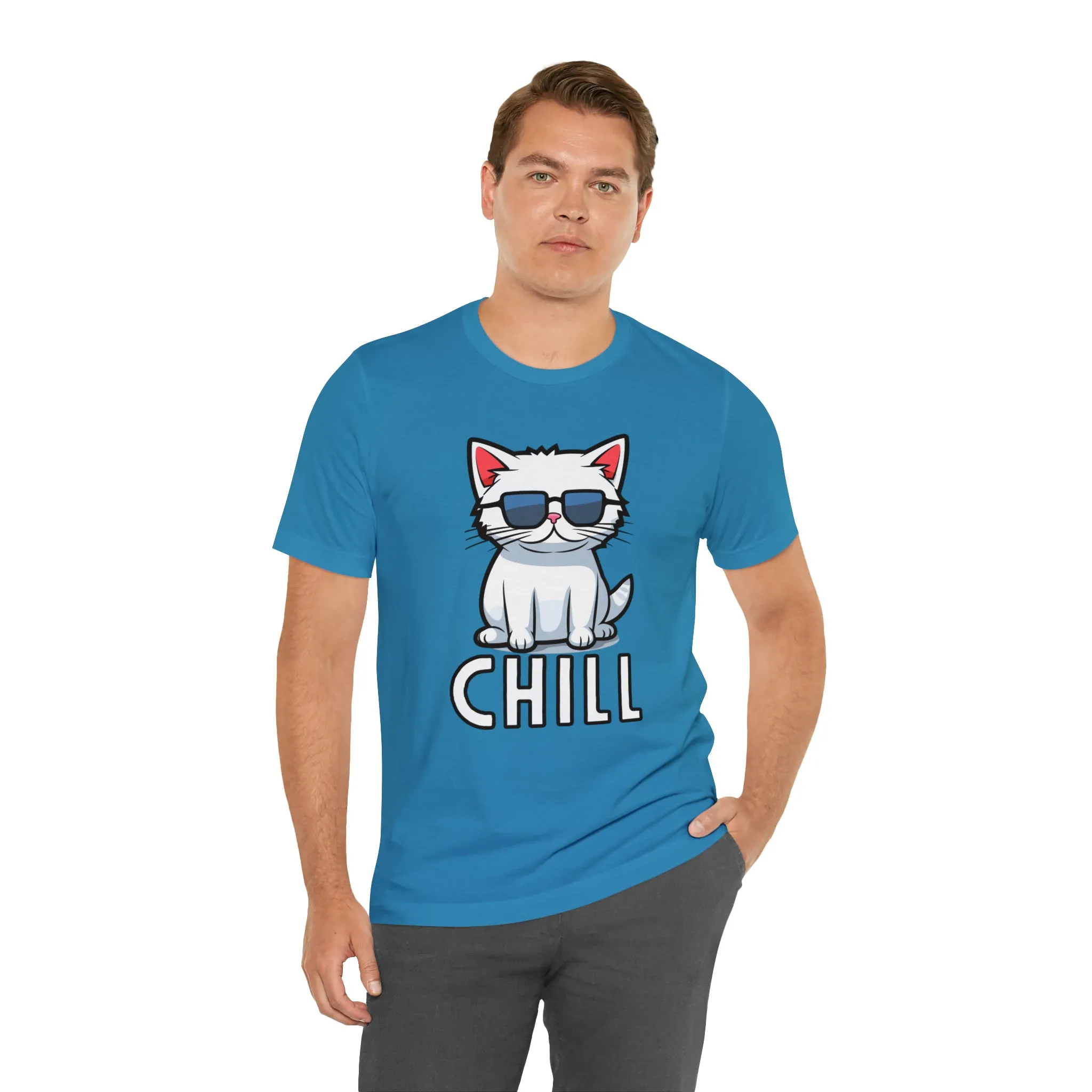 Cool Cat T-Shirt | White Kitten with Sunglasses Tee |  Bella Canvas 3001 Unisex |  Love my Cat Short Sleeve Tshirt