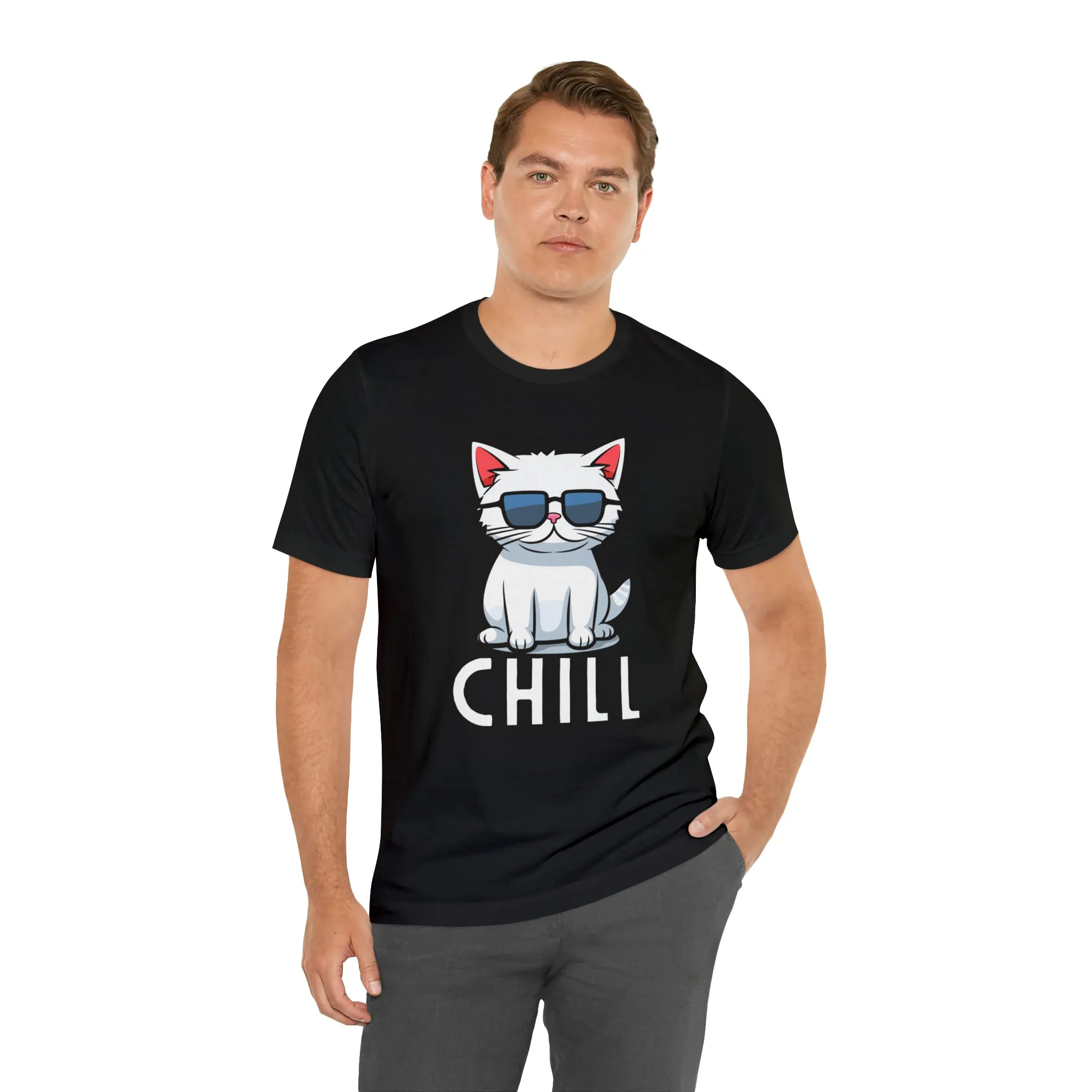 Cool Cat T-Shirt | White Kitten with Sunglasses Tee |  Bella Canvas 3001 Unisex |  Love my Cat Short Sleeve Tshirt