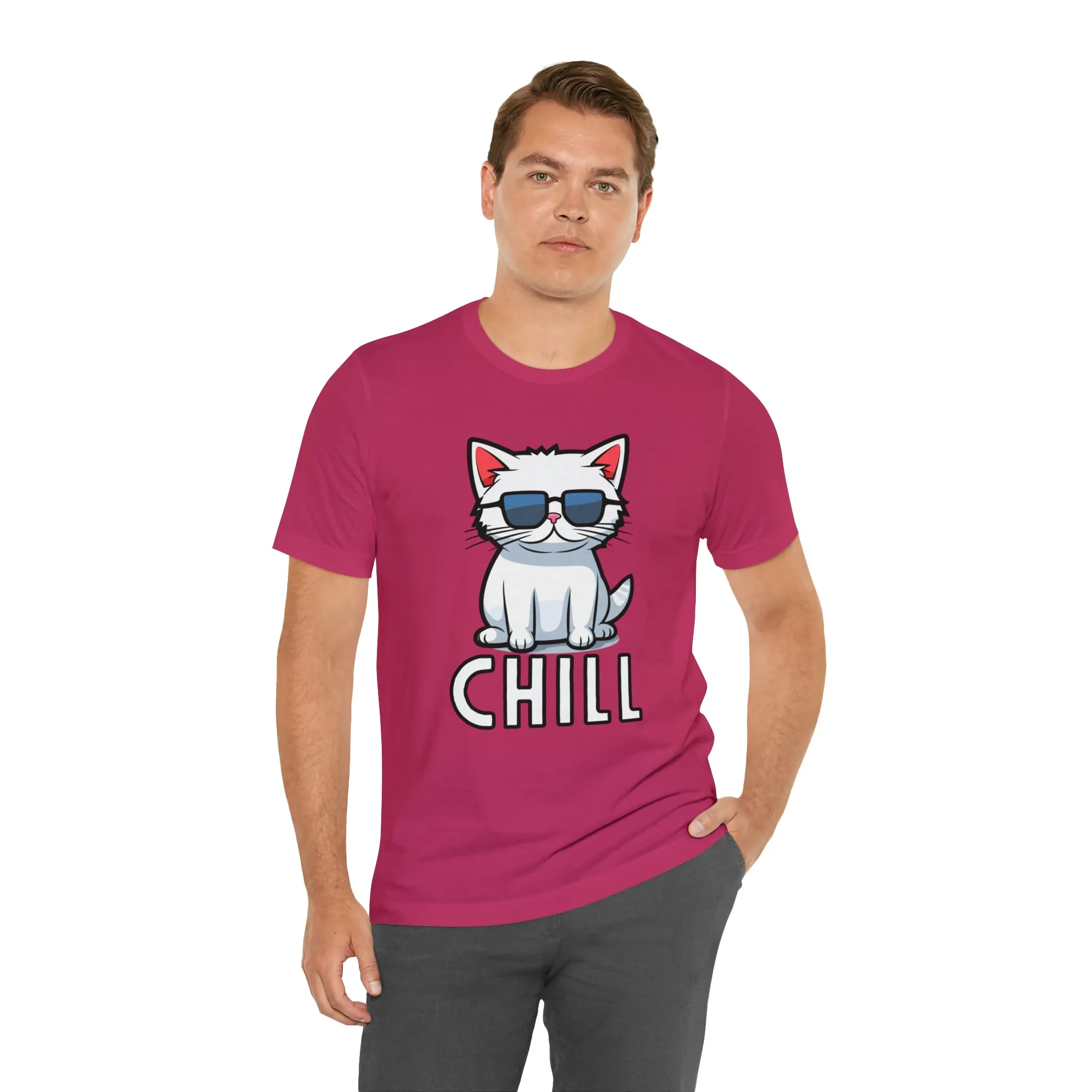 Cool Cat T-Shirt | White Kitten with Sunglasses Tee |  Bella Canvas 3001 Unisex |  Love my Cat Short Sleeve Tshirt