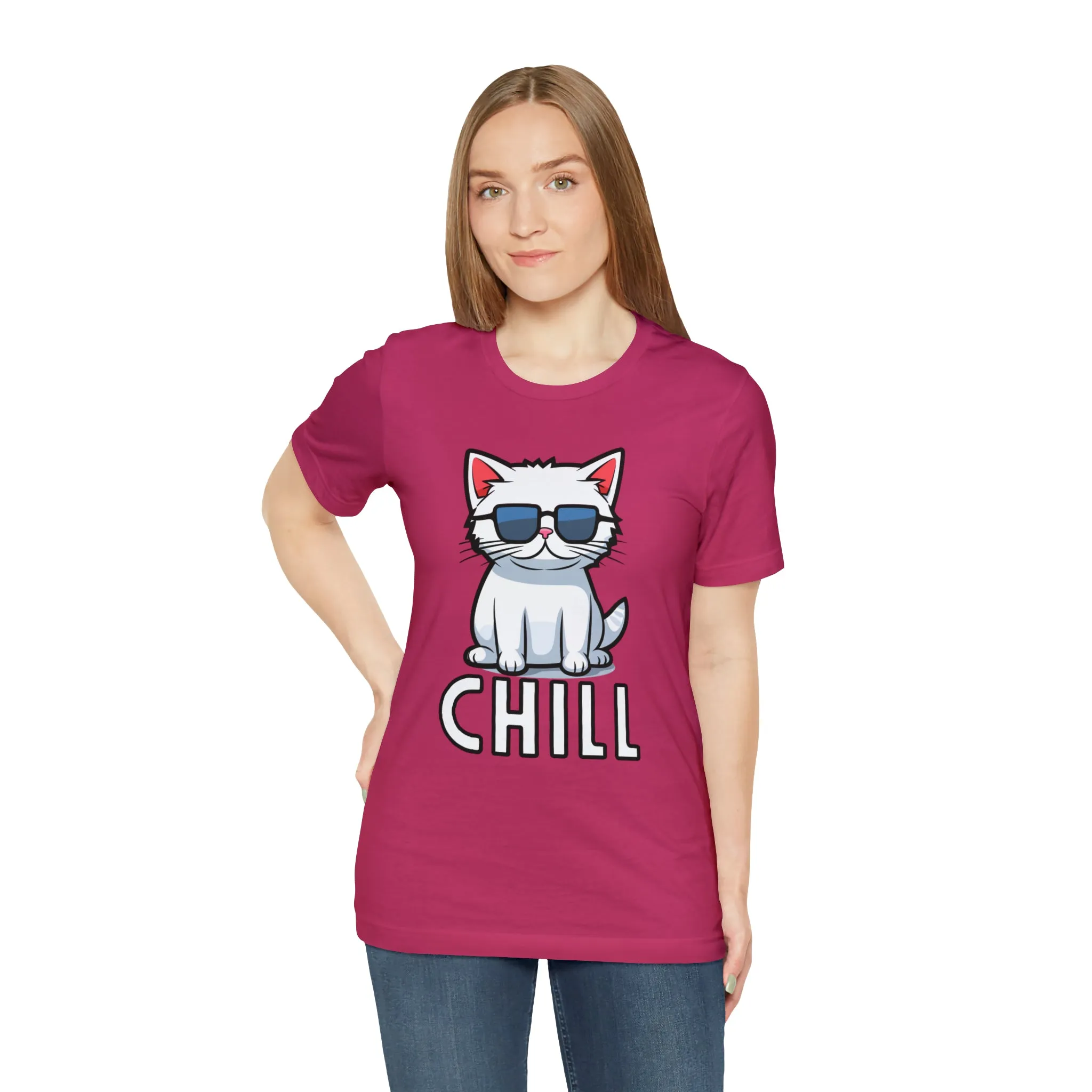 Cool Cat T-Shirt | White Kitten with Sunglasses Tee |  Bella Canvas 3001 Unisex |  Love my Cat Short Sleeve Tshirt