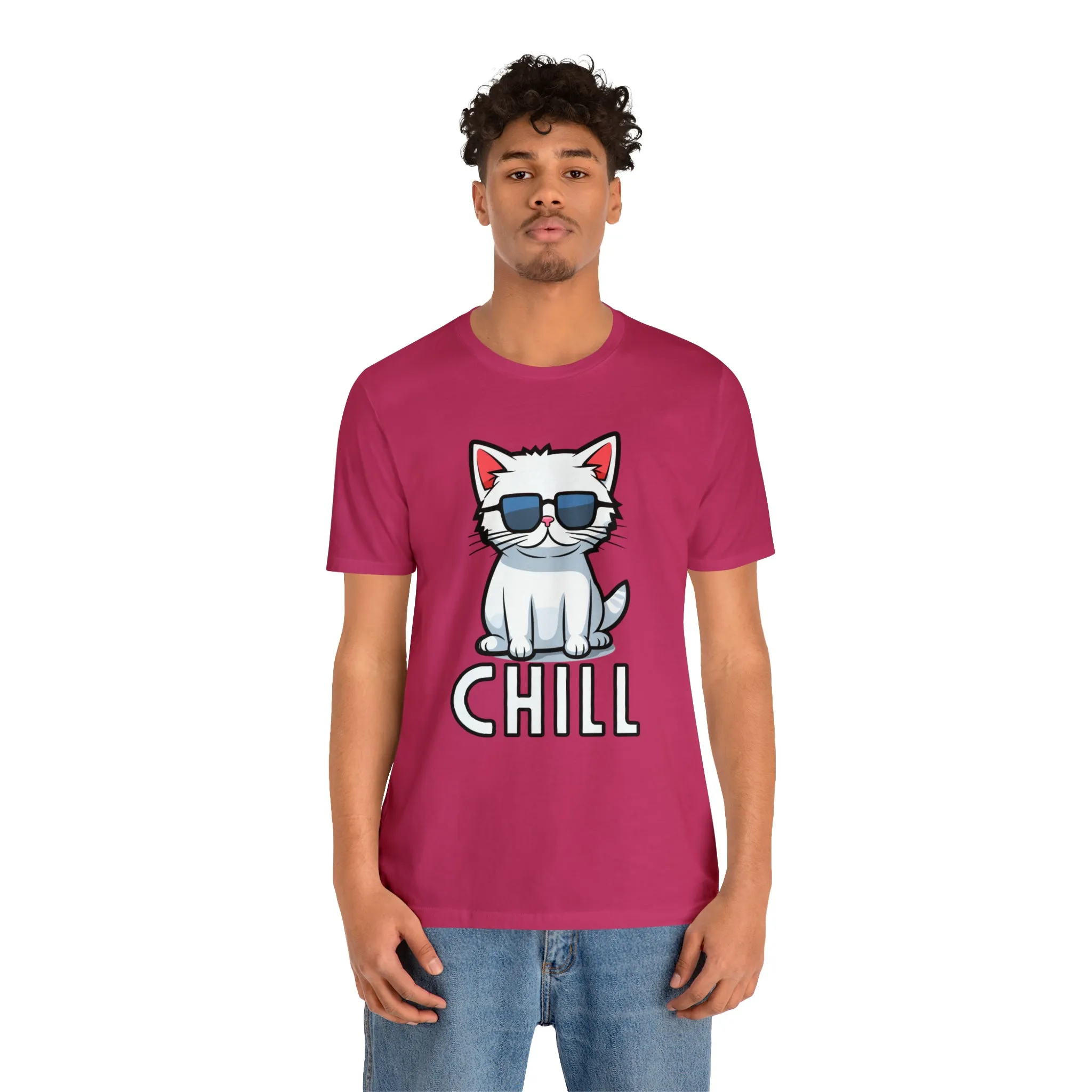 Cool Cat T-Shirt | White Kitten with Sunglasses Tee |  Bella Canvas 3001 Unisex |  Love my Cat Short Sleeve Tshirt
