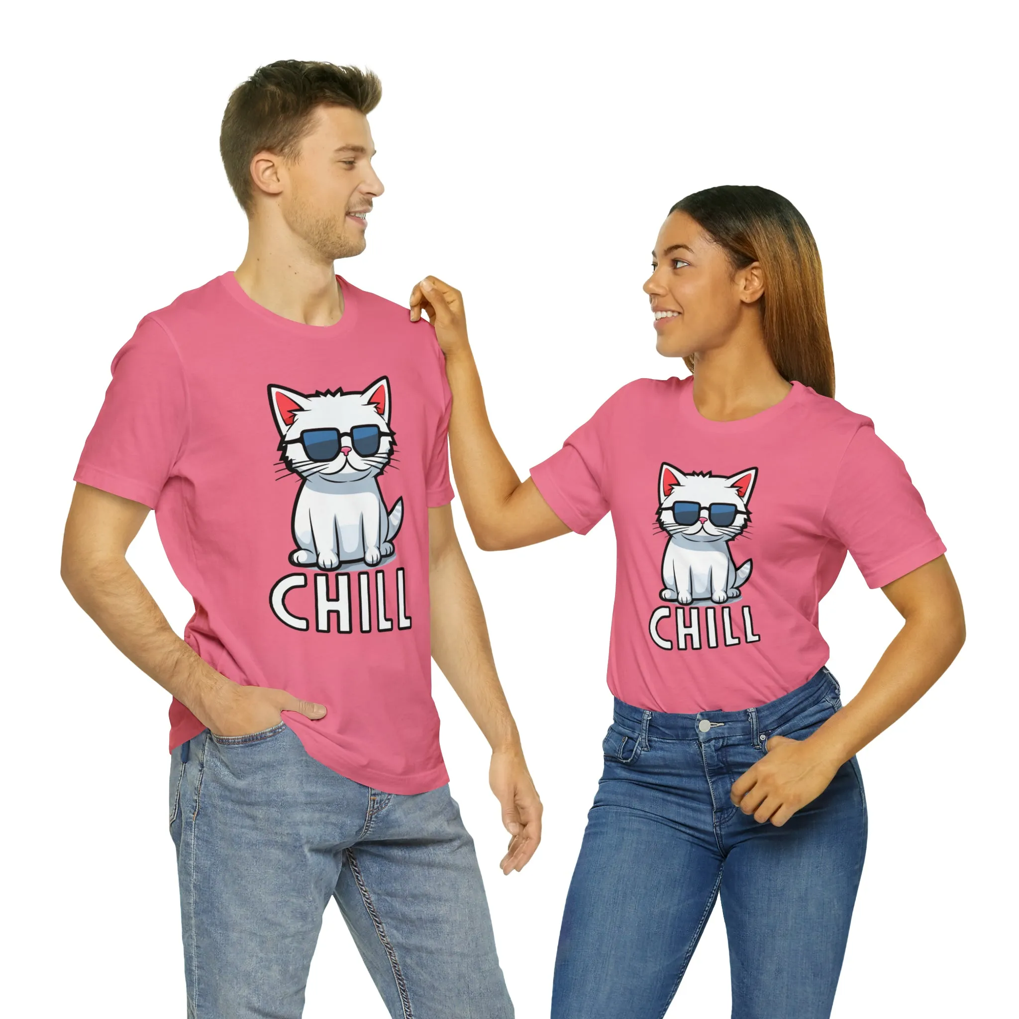 Cool Cat T-Shirt | White Kitten with Sunglasses Tee |  Bella Canvas 3001 Unisex |  Love my Cat Short Sleeve Tshirt