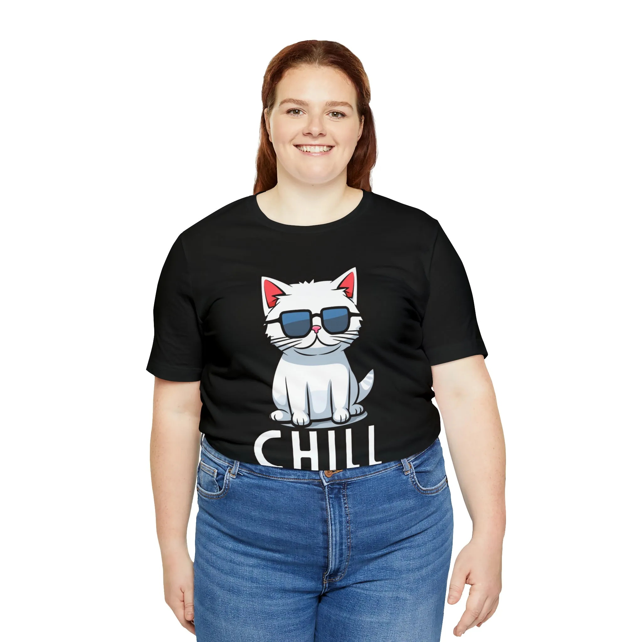 Cool Cat T-Shirt | White Kitten with Sunglasses Tee |  Bella Canvas 3001 Unisex |  Love my Cat Short Sleeve Tshirt