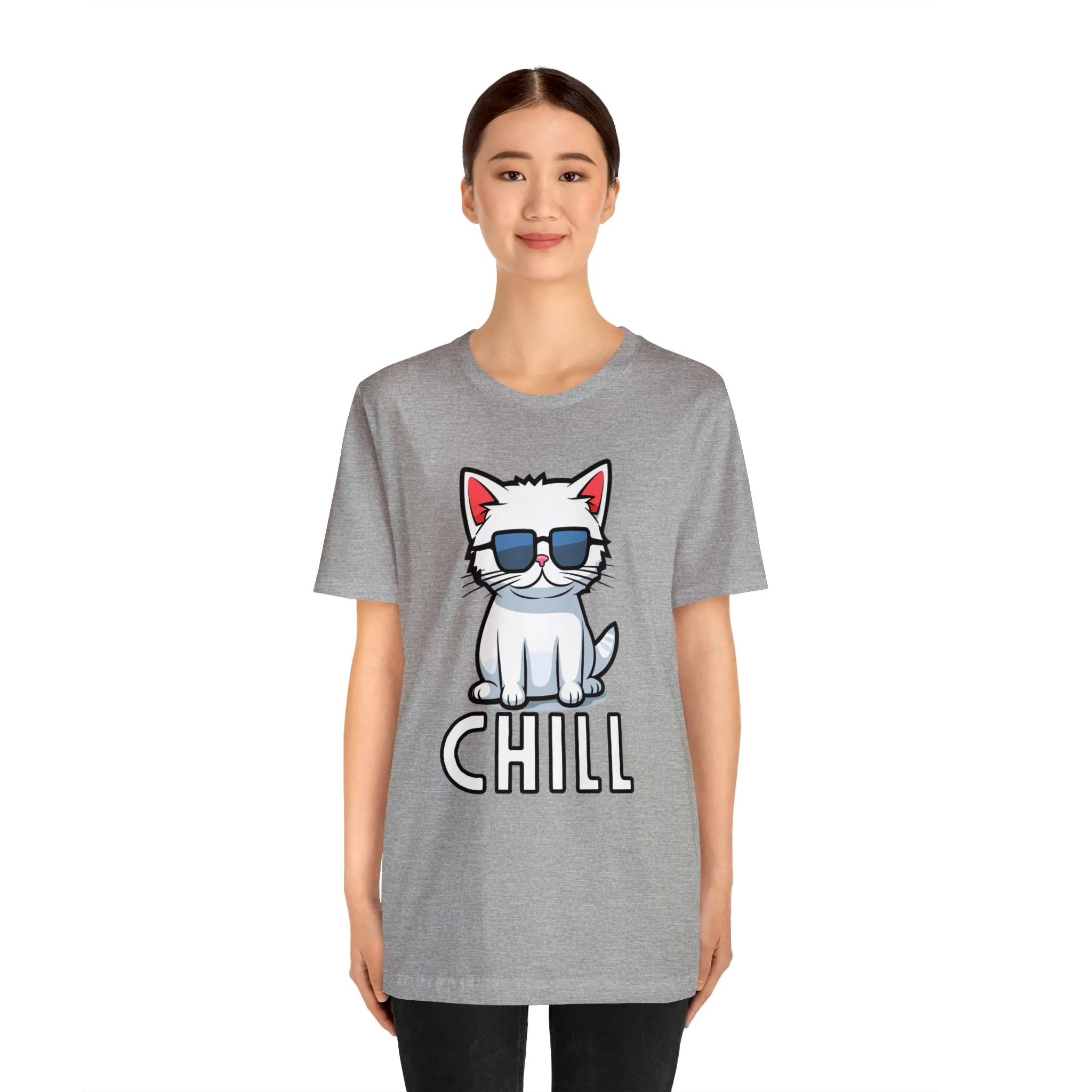 Cool Cat T-Shirt | White Kitten with Sunglasses Tee |  Bella Canvas 3001 Unisex |  Love my Cat Short Sleeve Tshirt