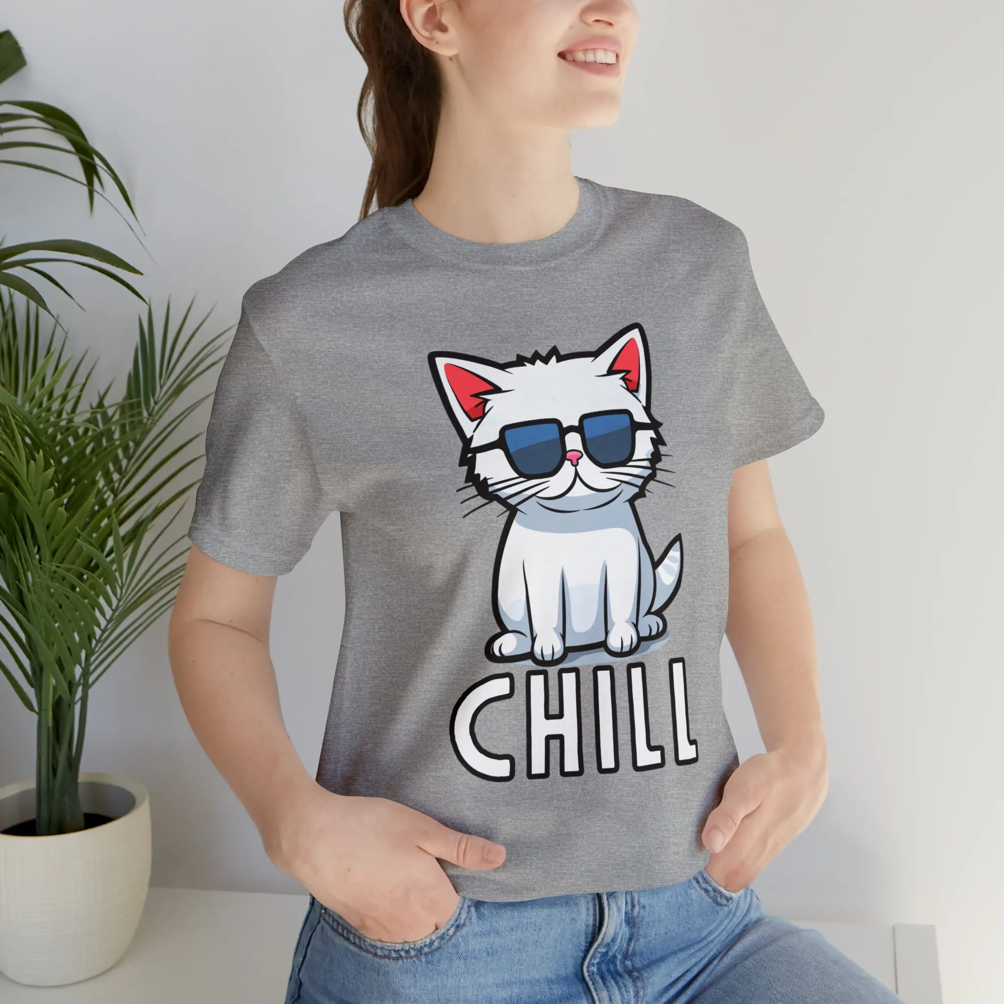Cool Cat T-Shirt | White Kitten with Sunglasses Tee |  Bella Canvas 3001 Unisex |  Love my Cat Short Sleeve Tshirt