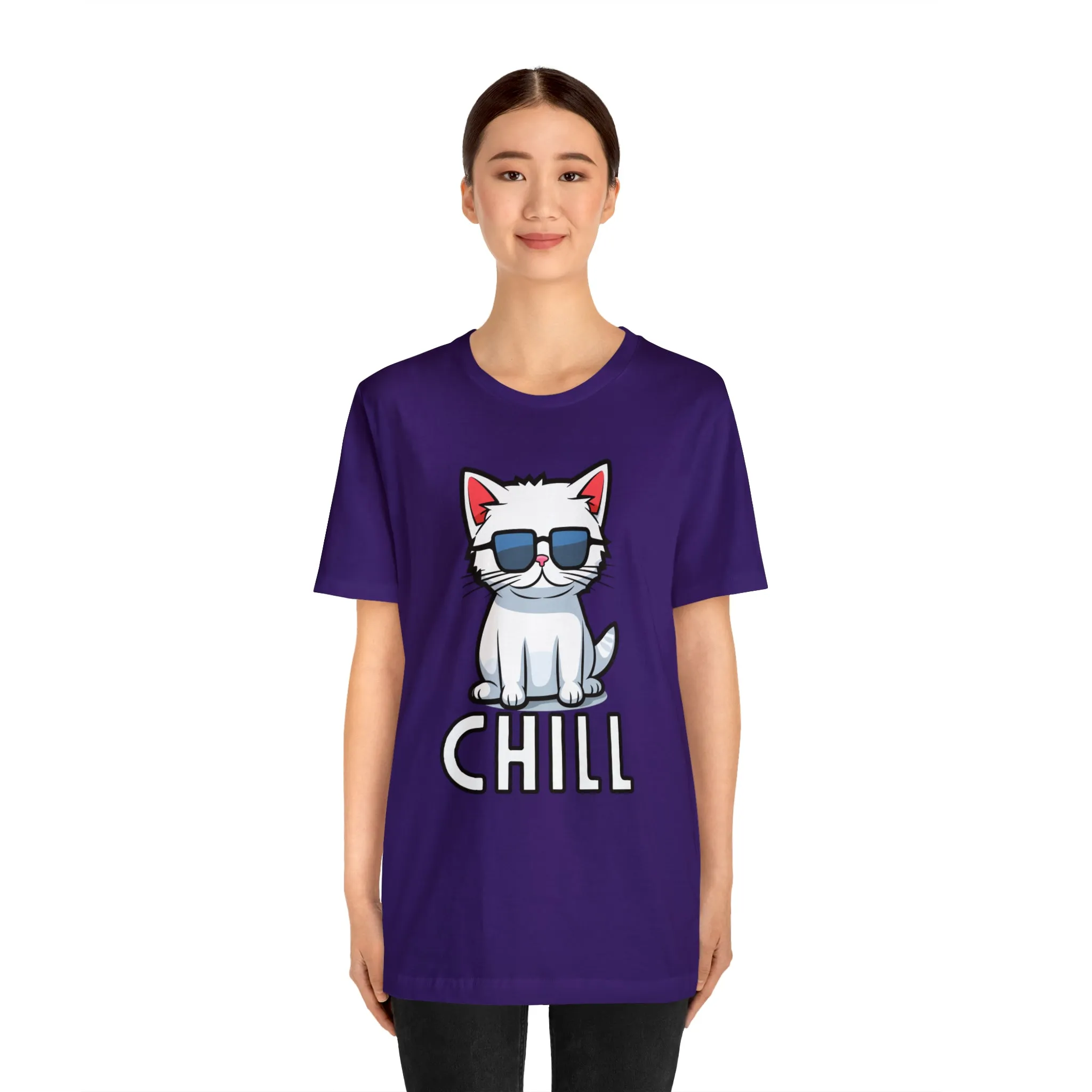 Cool Cat T-Shirt | White Kitten with Sunglasses Tee |  Bella Canvas 3001 Unisex |  Love my Cat Short Sleeve Tshirt
